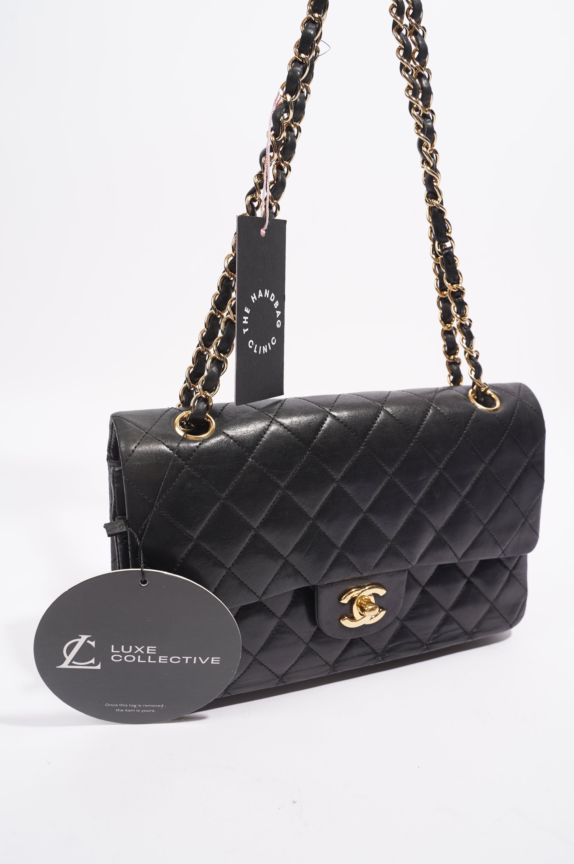 Chanel Lambskin Classic Double Flap Black Leather Medium
