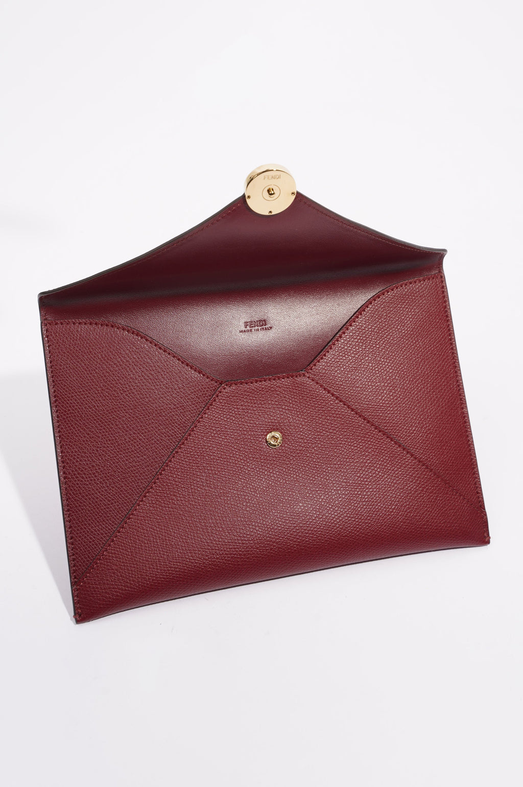 Fendi Womens Pouch Clutch Burgundy Leather