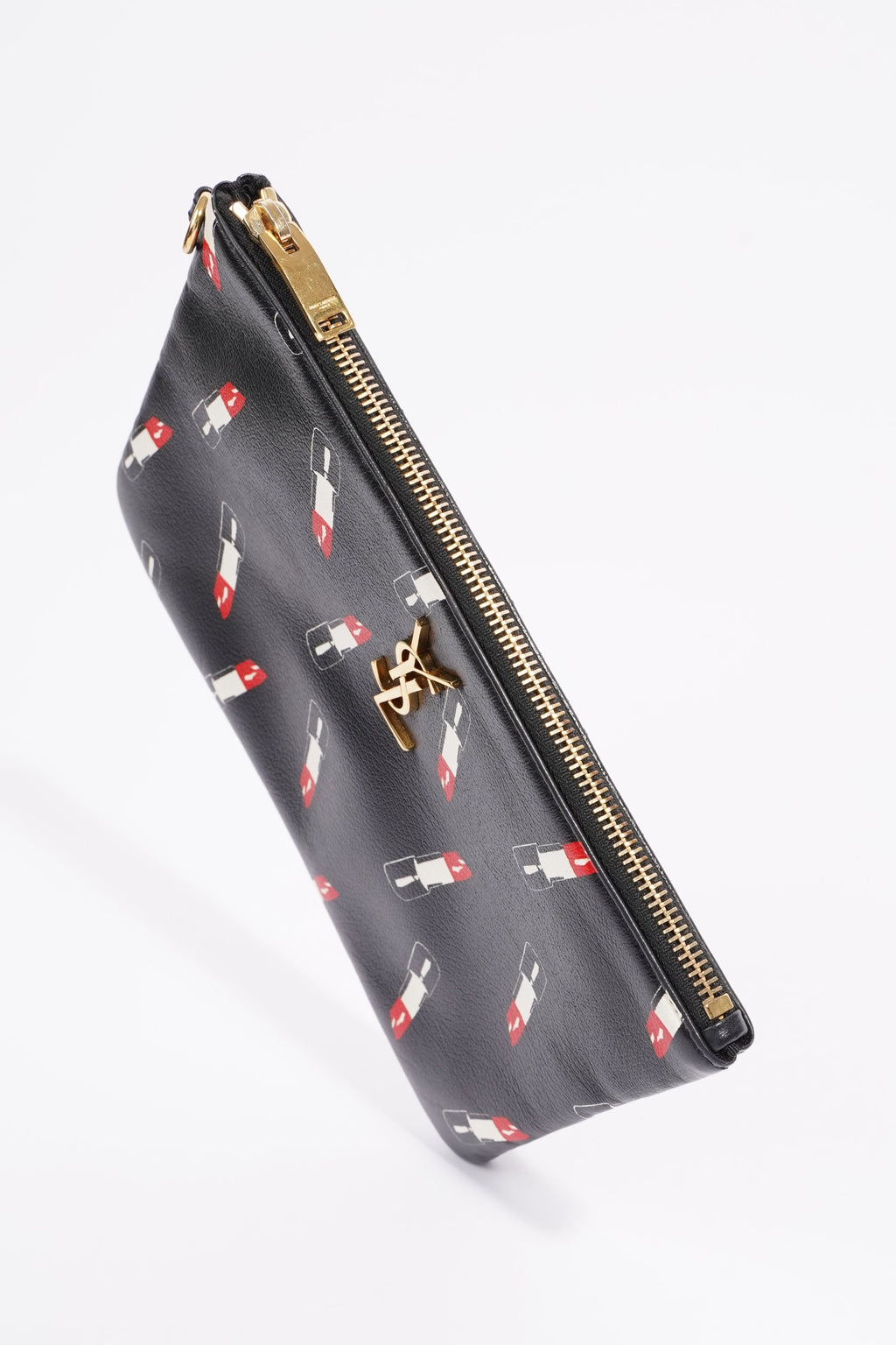Saint Laurent Womens Lipstick Pouch Black Leather