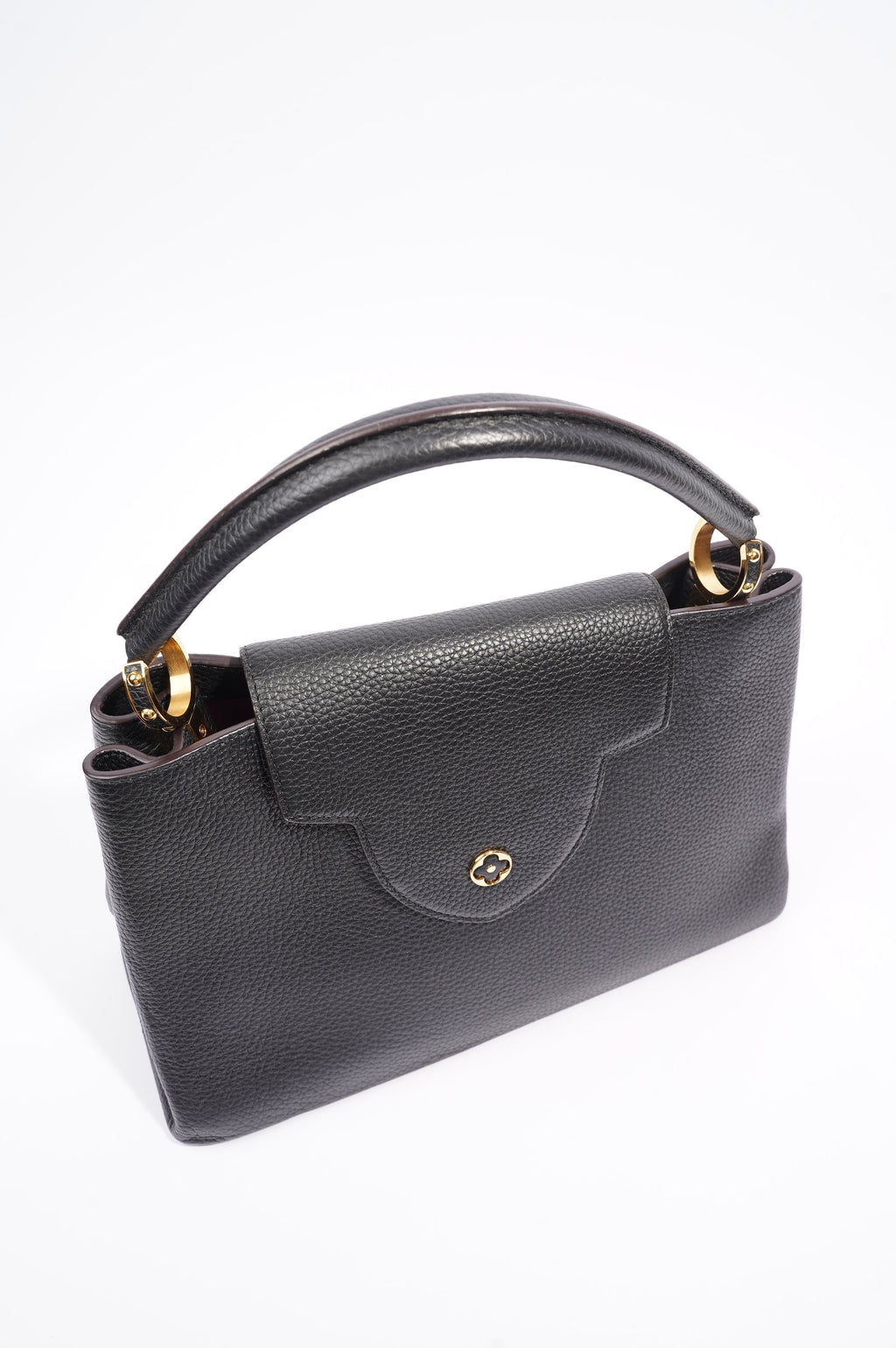 Louis Vuitton Womens Capucines Black Taurillon Leather MM