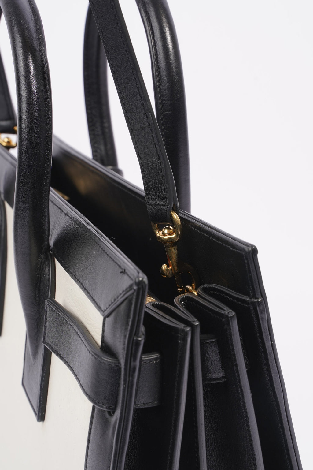 Saint Laurent Sac De Jour Bag Black / White Leather Small