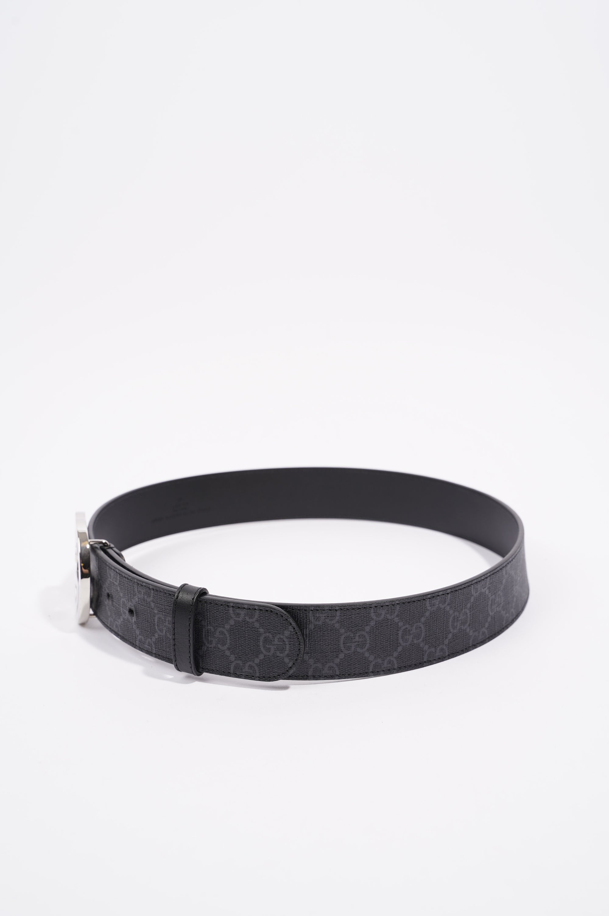 Gucci Mens Interlocking Belt Black / Silver 85-34