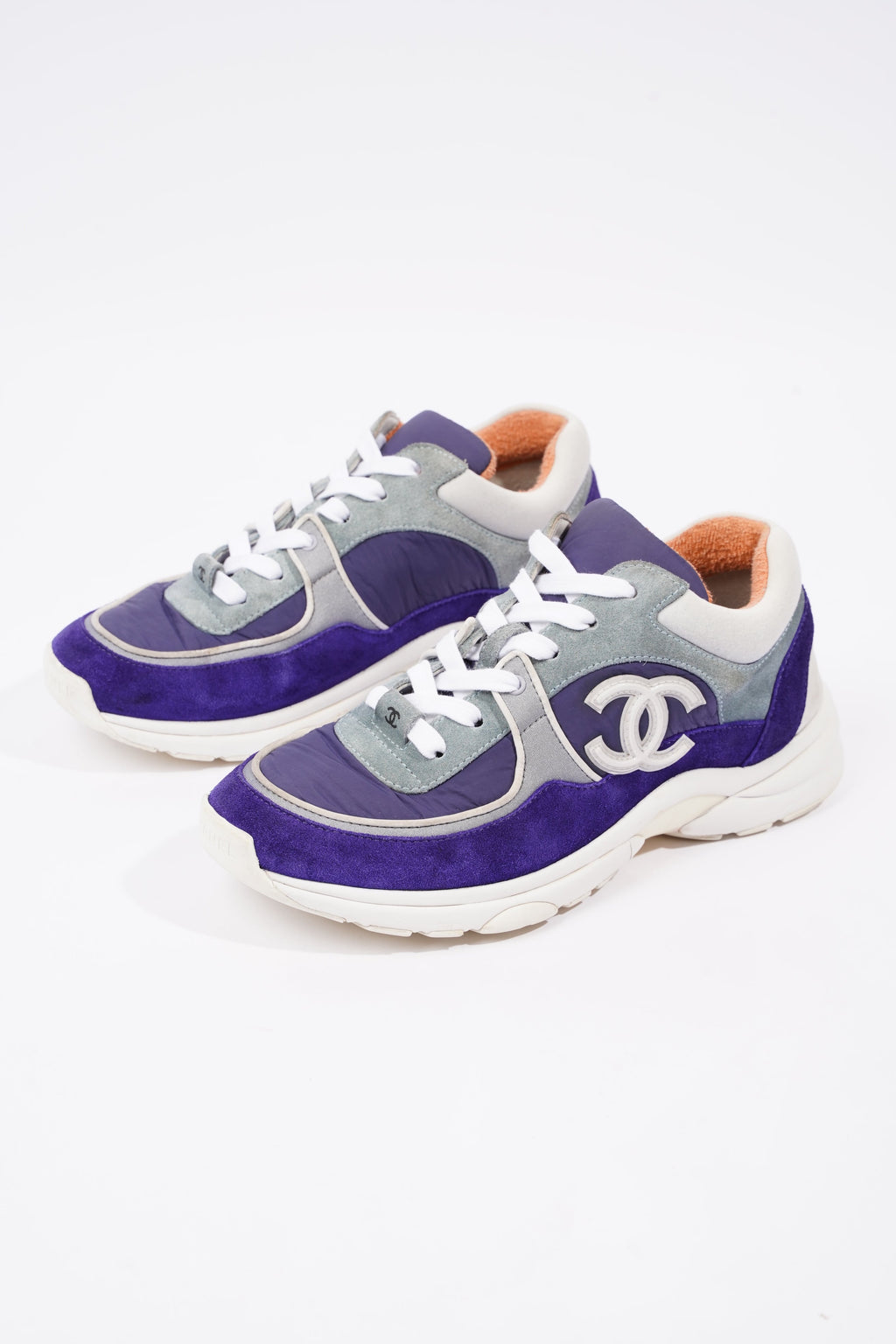 Chanel Womens CC Logo Sneaker Blue / White / Orange EU 39 / UK 6