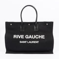 Saint Laurent Womens Rive Gauche Tote Black Canvas Large