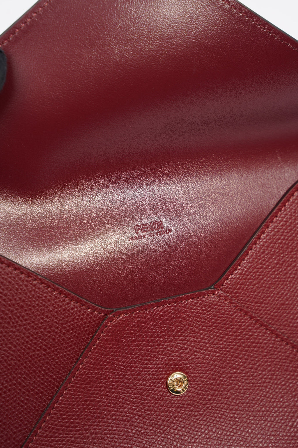 Fendi Womens Pouch Clutch Burgundy Leather