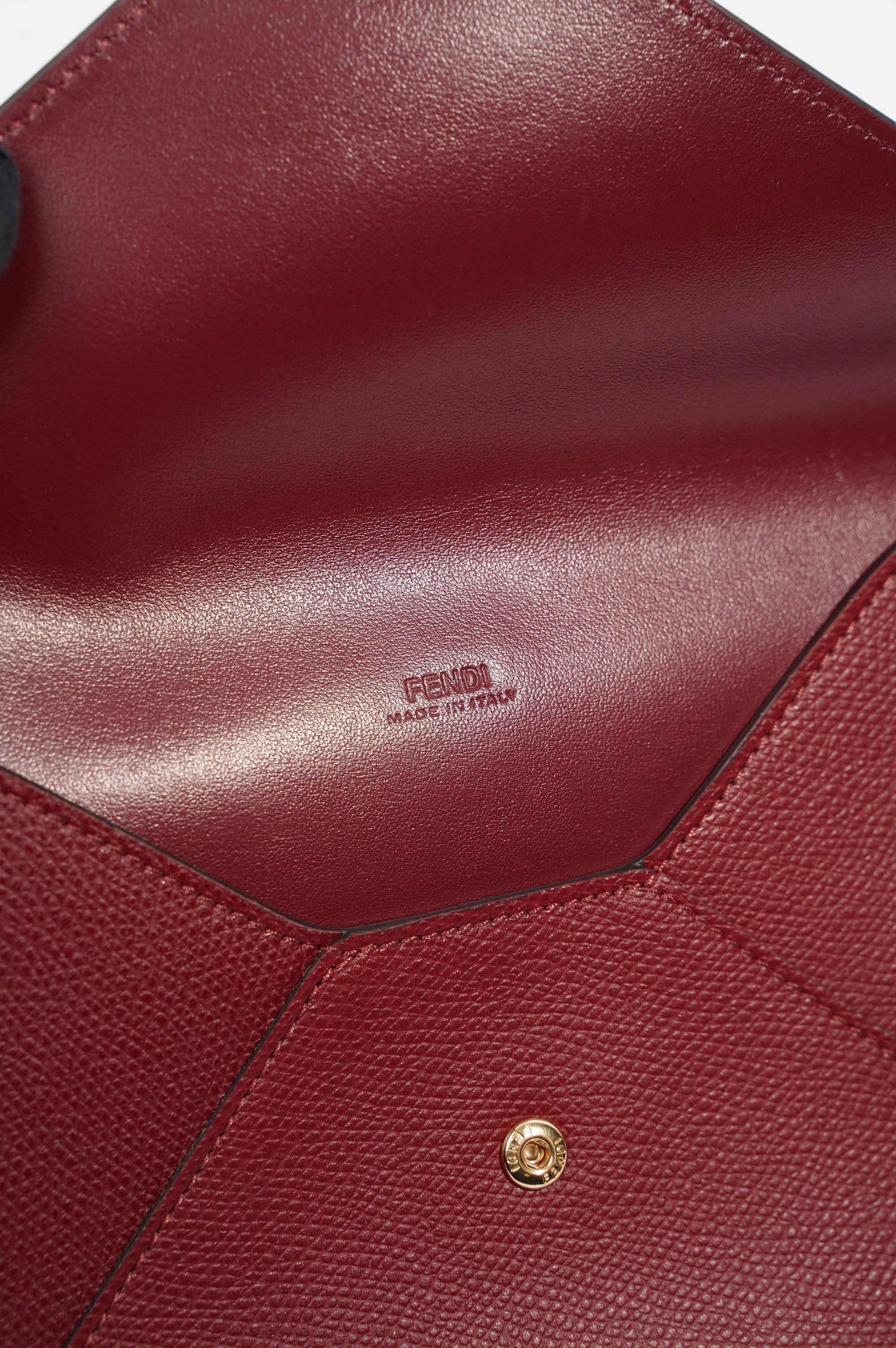 Fendi Womens Pouch Clutch Burgundy Leather