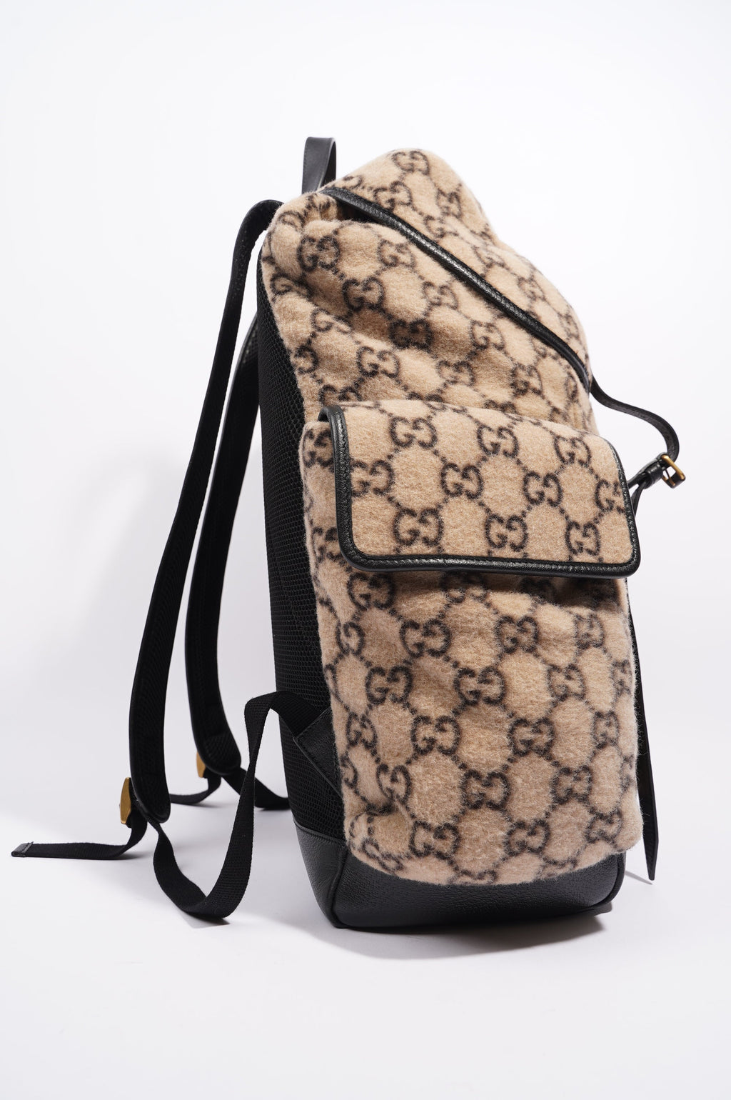 Gucci Womens GG Backpack Beige Wool