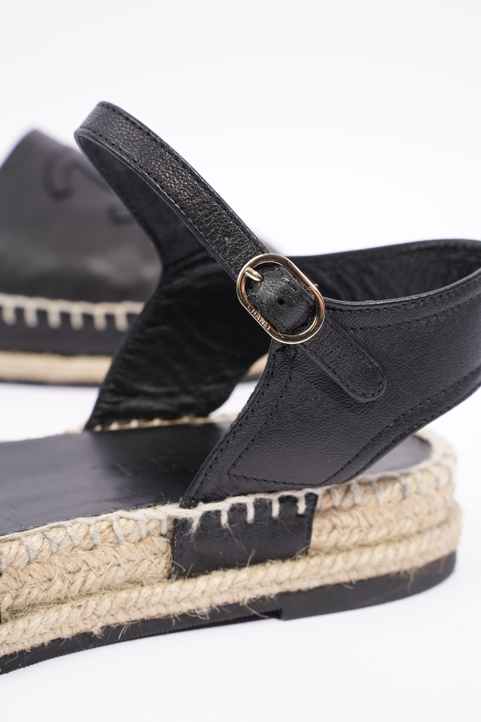 Chanel Womens Strap Espadrilles Black EU 38 / UK 5