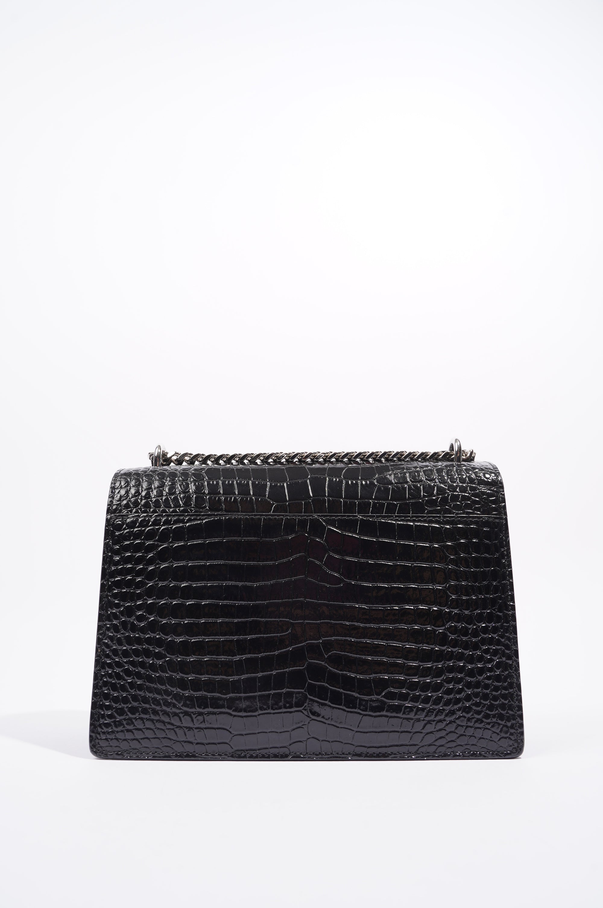 Saint Laurent Womens Sunset Bag Black Croc Medium