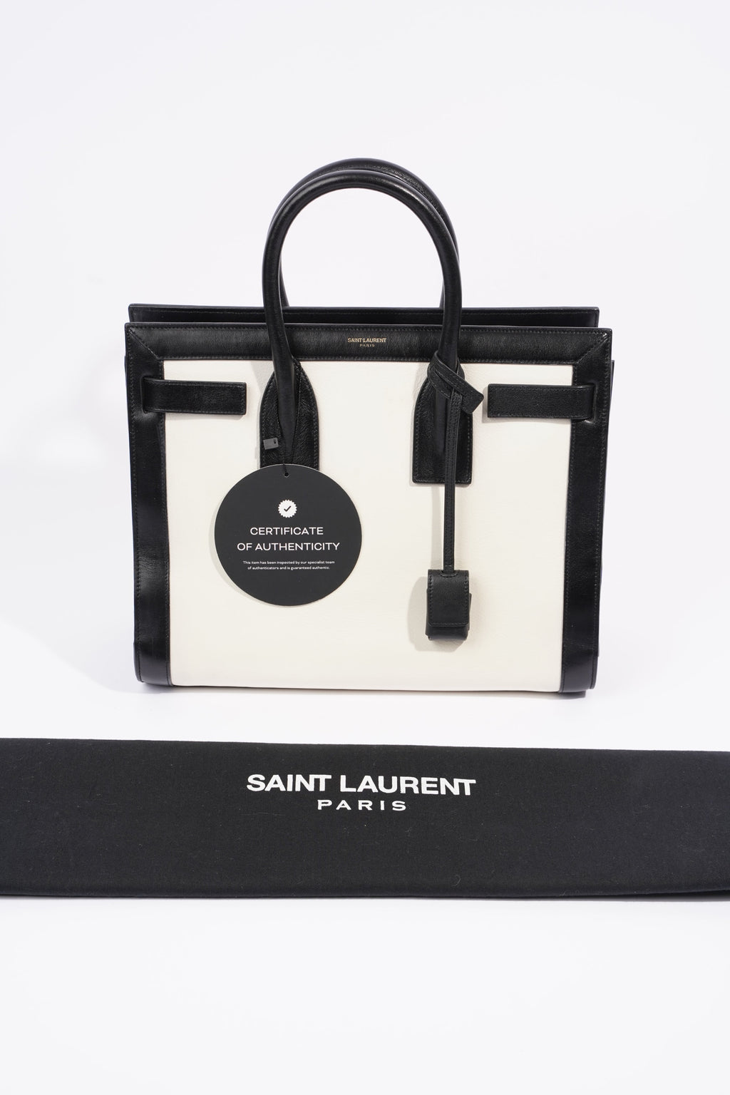 Saint Laurent Sac De Jour Bag Black / White Leather Small