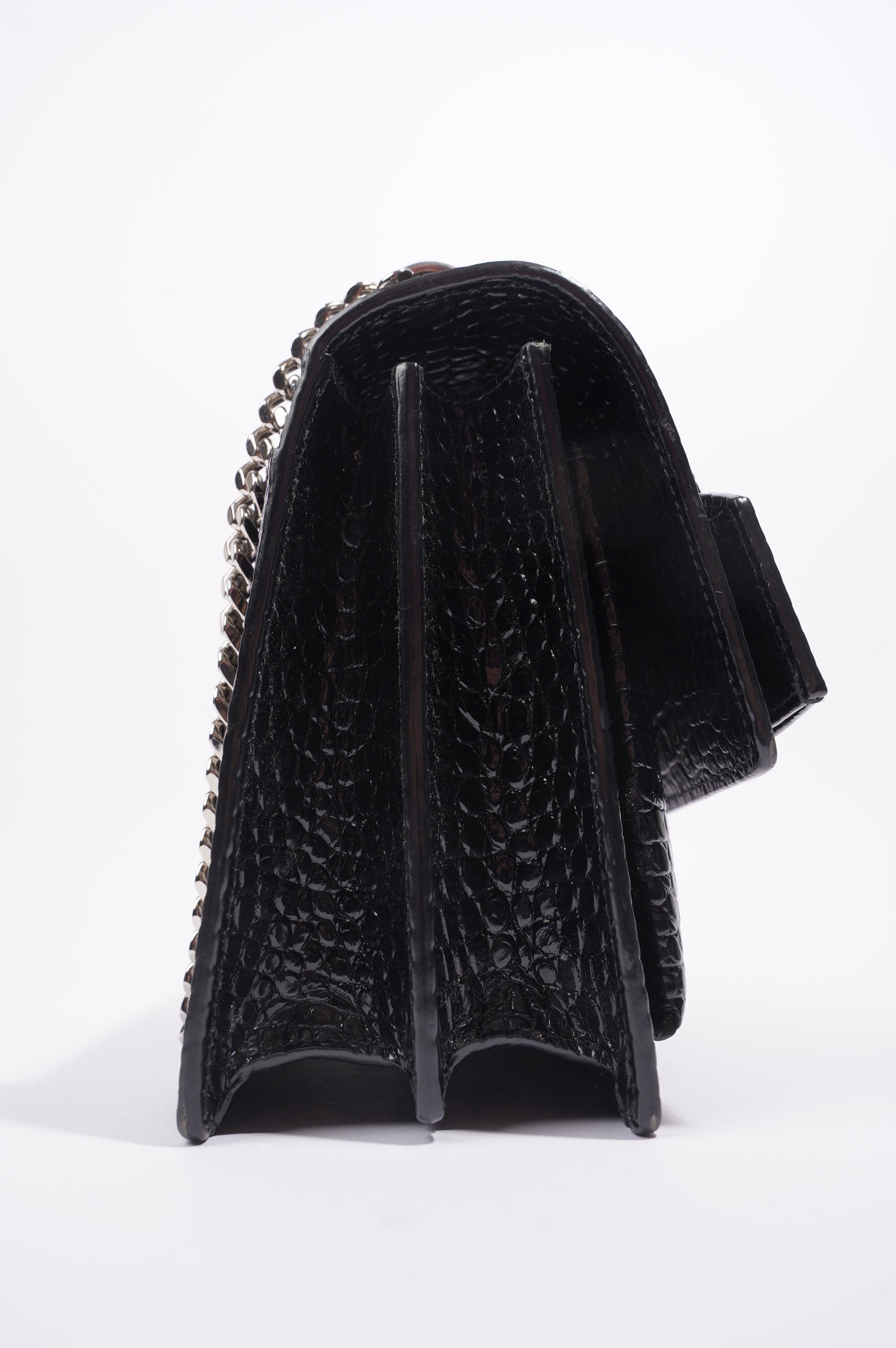 Saint Laurent Womens Sunset Bag Black Croc Medium