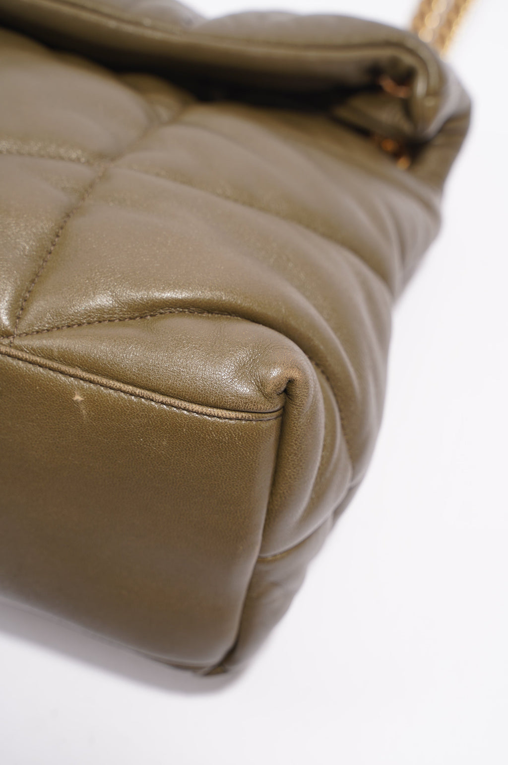 Saint Laurent Womens Lou Lou Puffer Khaki Medium