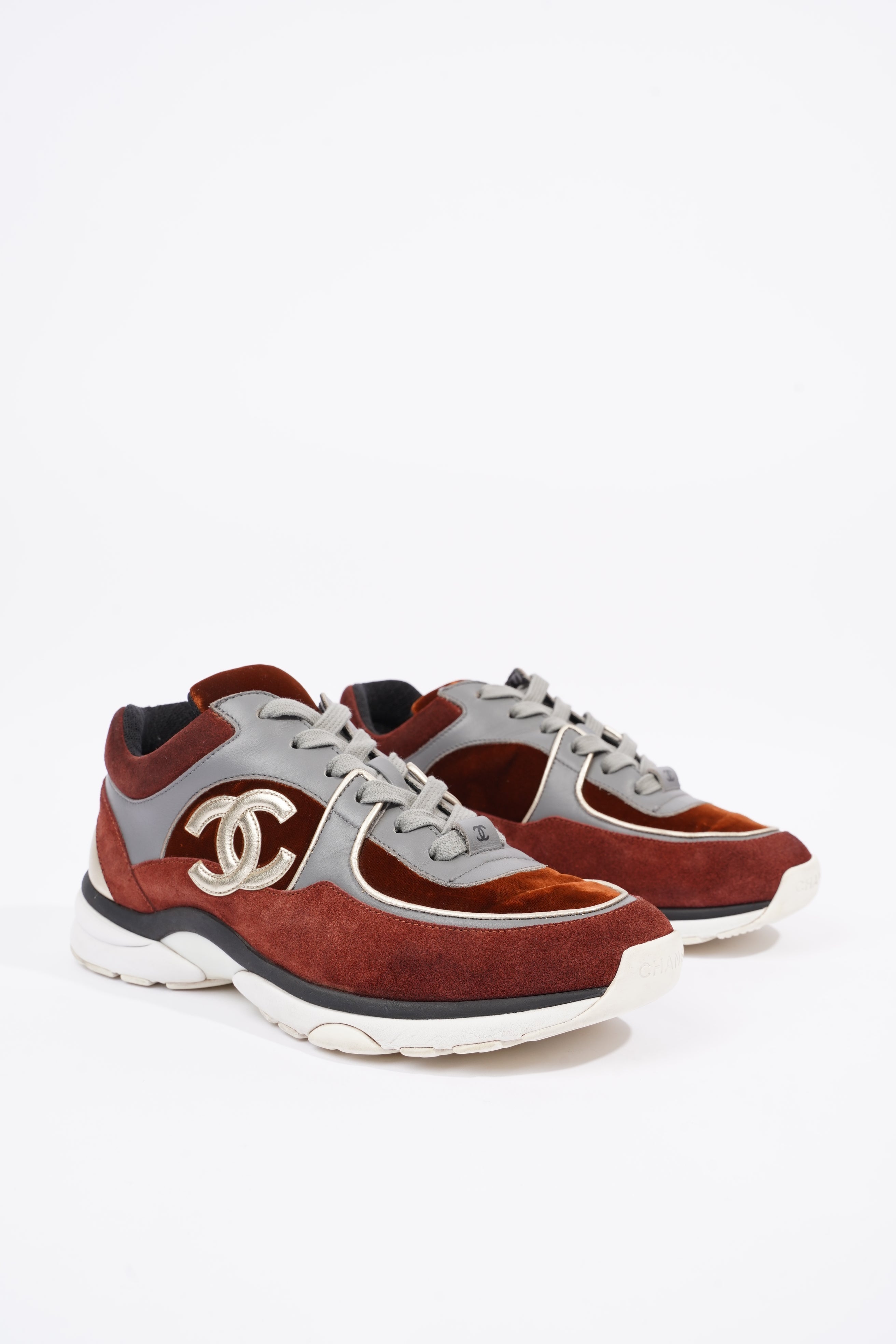 Chanel Womens Runner Maroon / Grey EU 37.5 / UK 4.5
