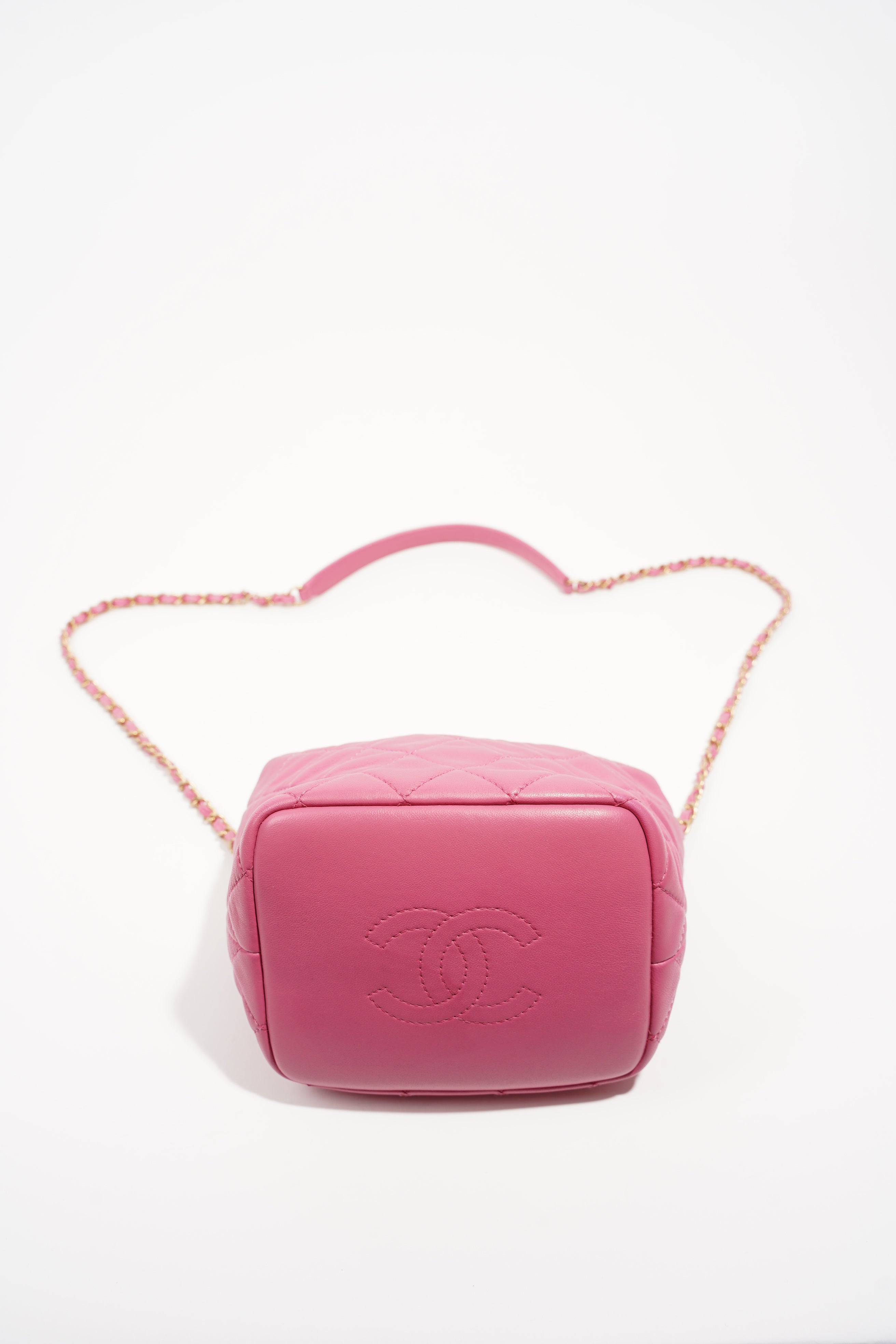 Chanel Womens Bowling Bag Pink Lambskin