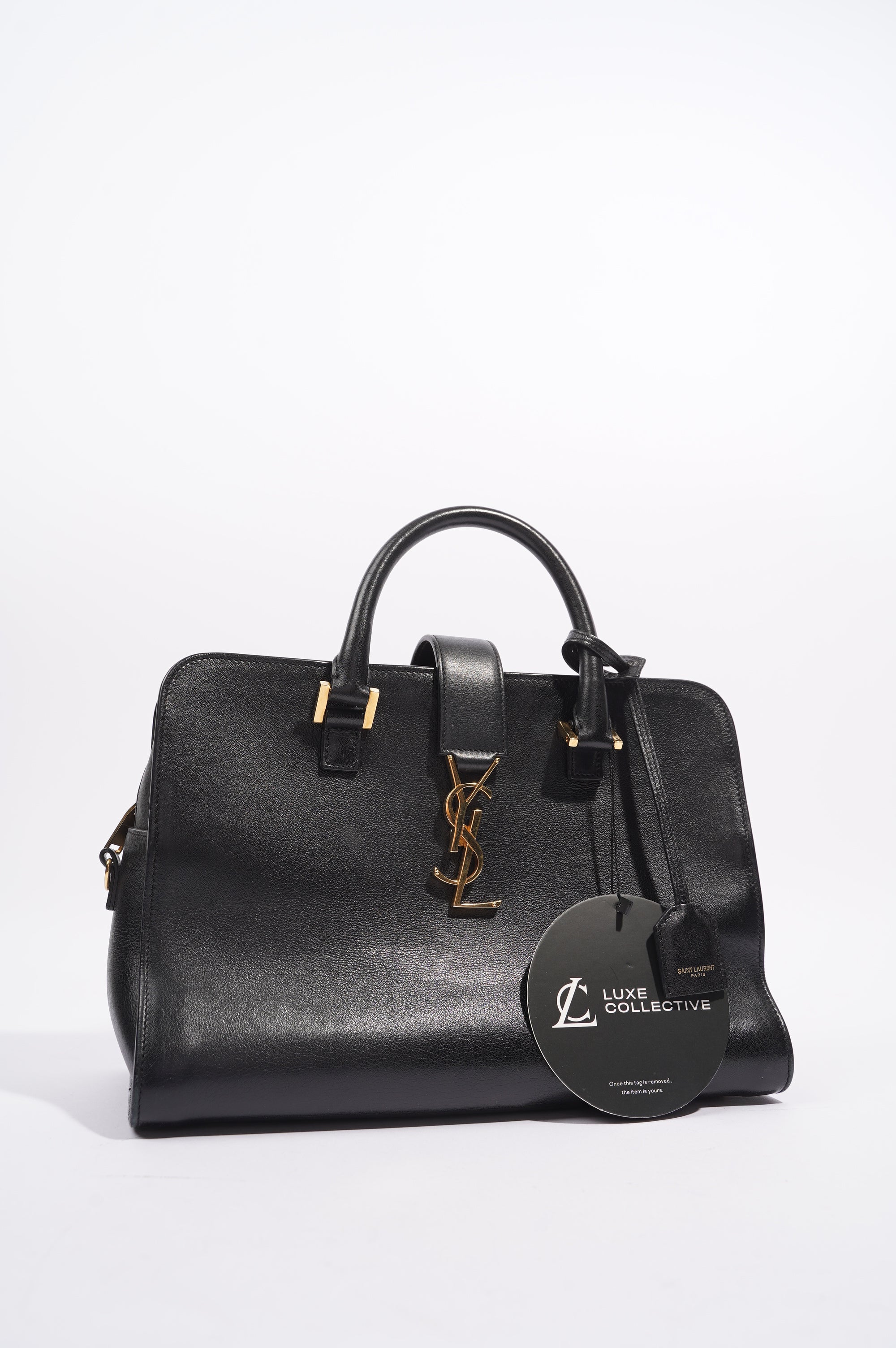 Saint Laurent Womens Cabas Black / Gold Small