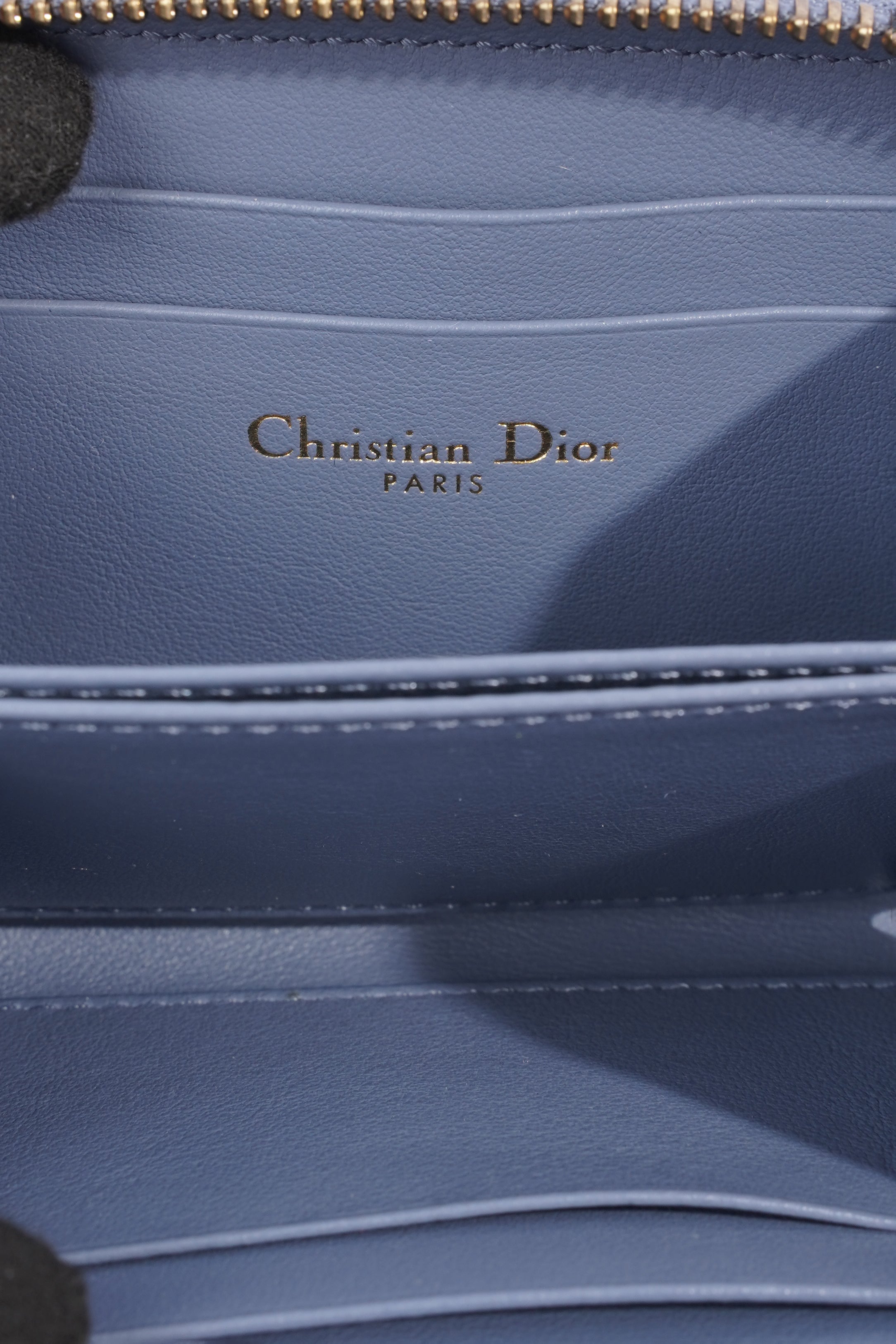 Christian Dior Zip Around Wallet Blue Leather Small