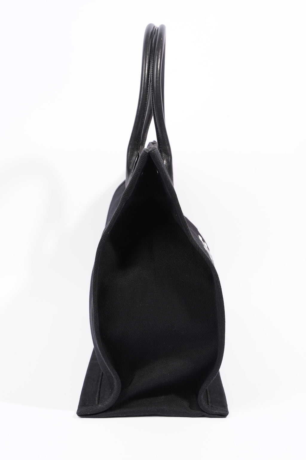 Saint Laurent Womens Rive Gauche Tote Black Canvas Large