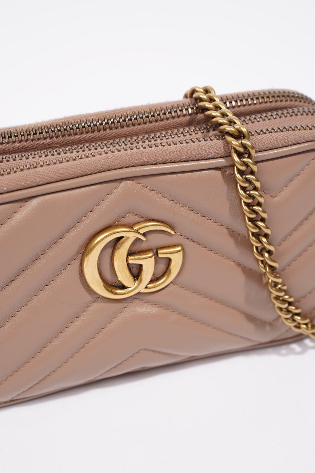 Gucci Womens Marmont Triple Zip Bag Nude