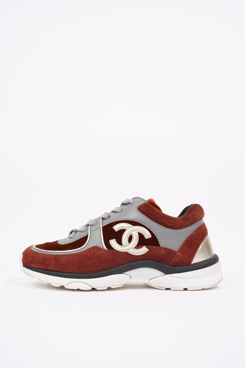 Chanel Womens Runner Maroon / Grey EU 37.5 / UK 4.5