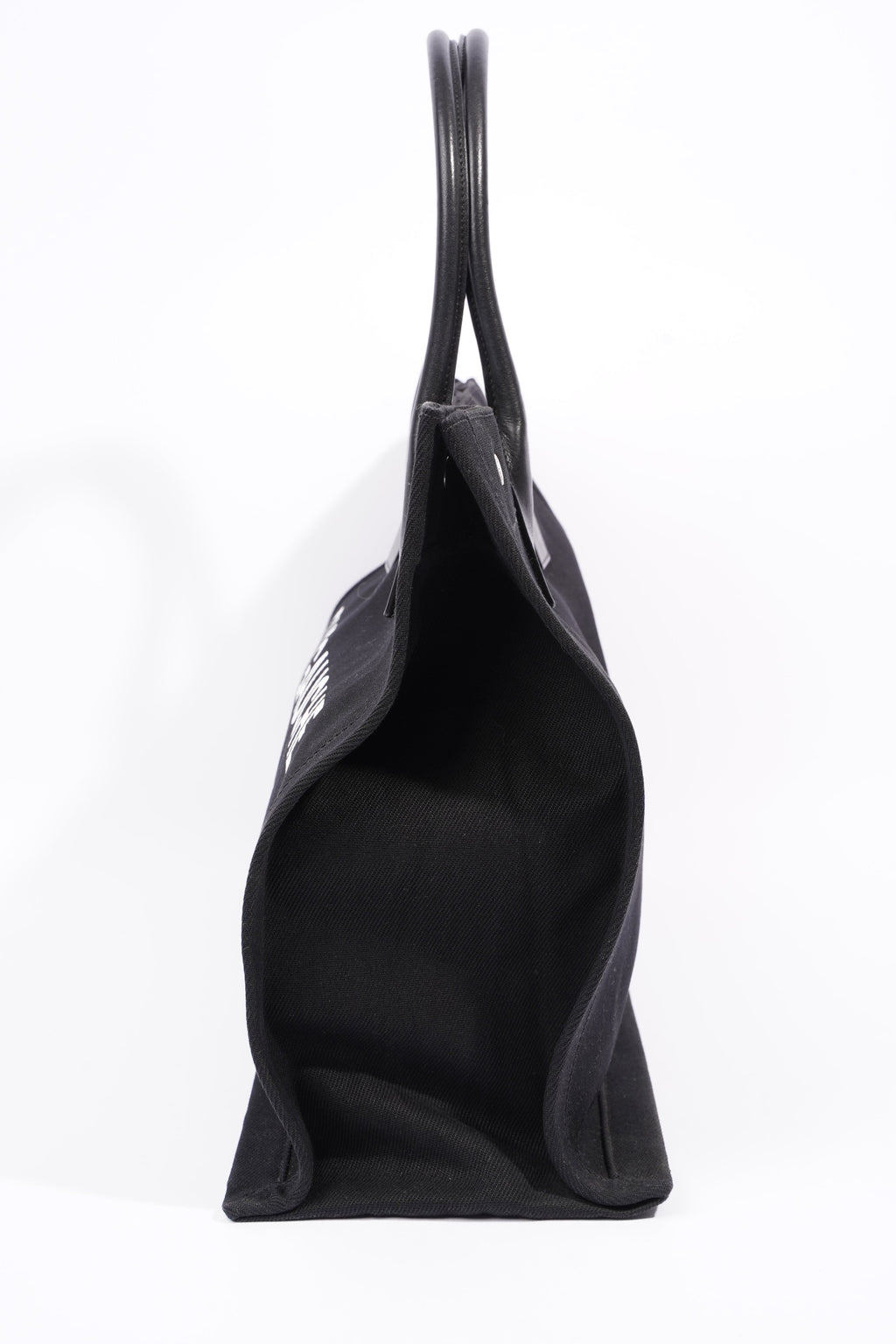 Saint Laurent Womens Rive Gauche Tote Black Canvas Large