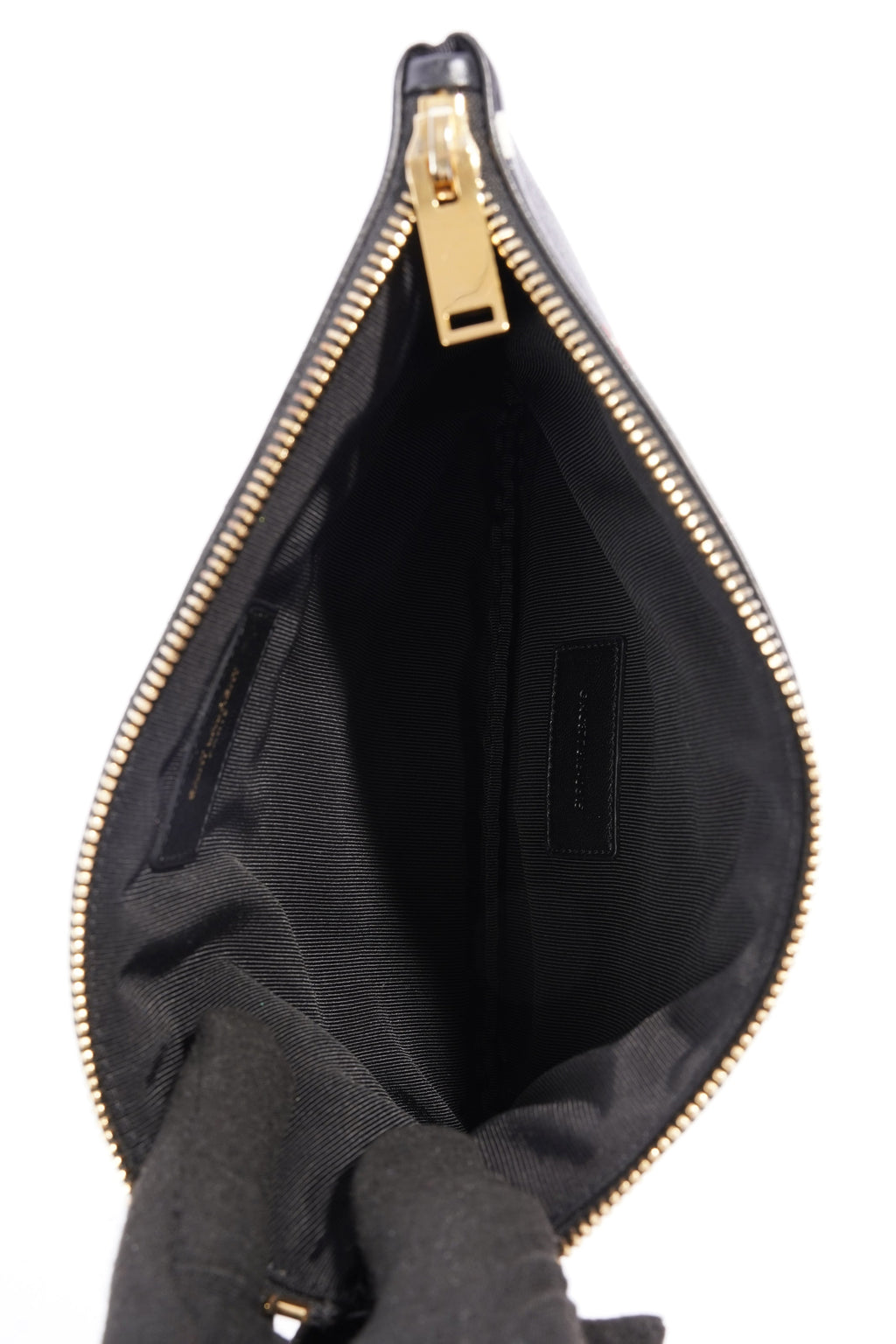 Saint Laurent Womens Lipstick Pouch Black Leather