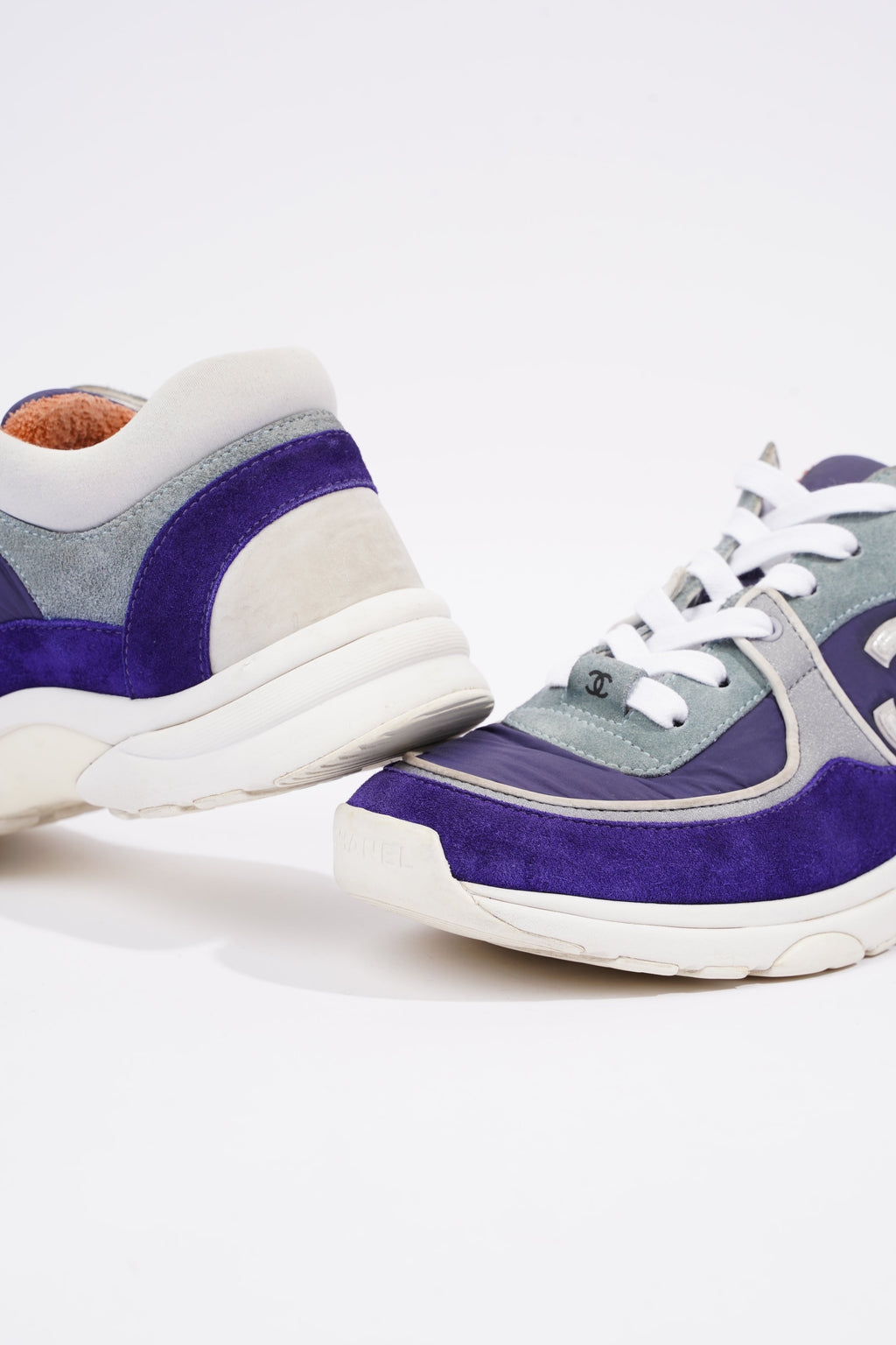 Chanel Womens CC Logo Sneaker Blue / White / Orange EU 39 / UK 6