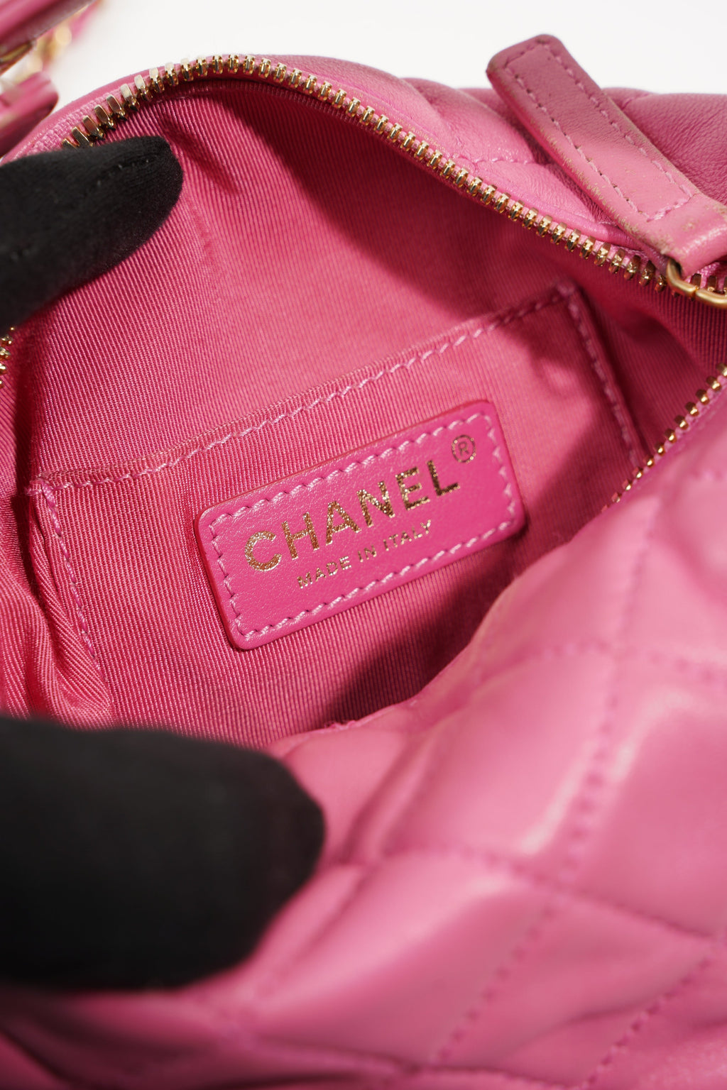 Chanel Womens Bowling Bag Pink Lambskin