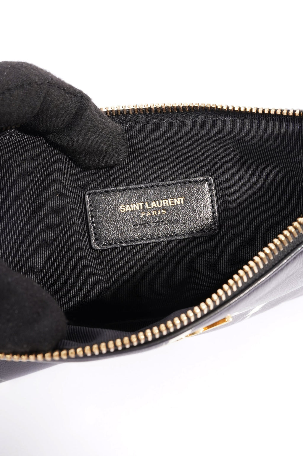 Saint Laurent Womens Lipstick Pouch Black Leather