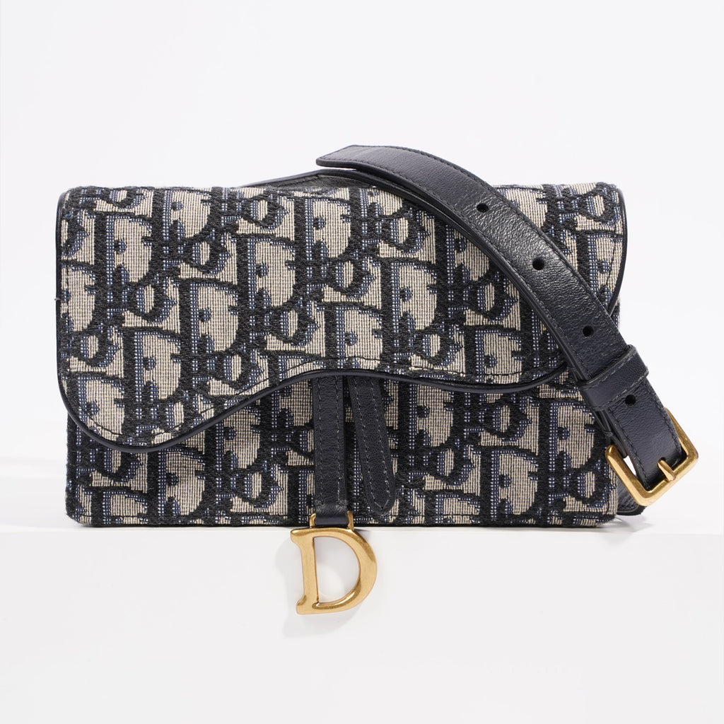 Christian Dior Saddle Belt Bag Blue Oblique Canvas