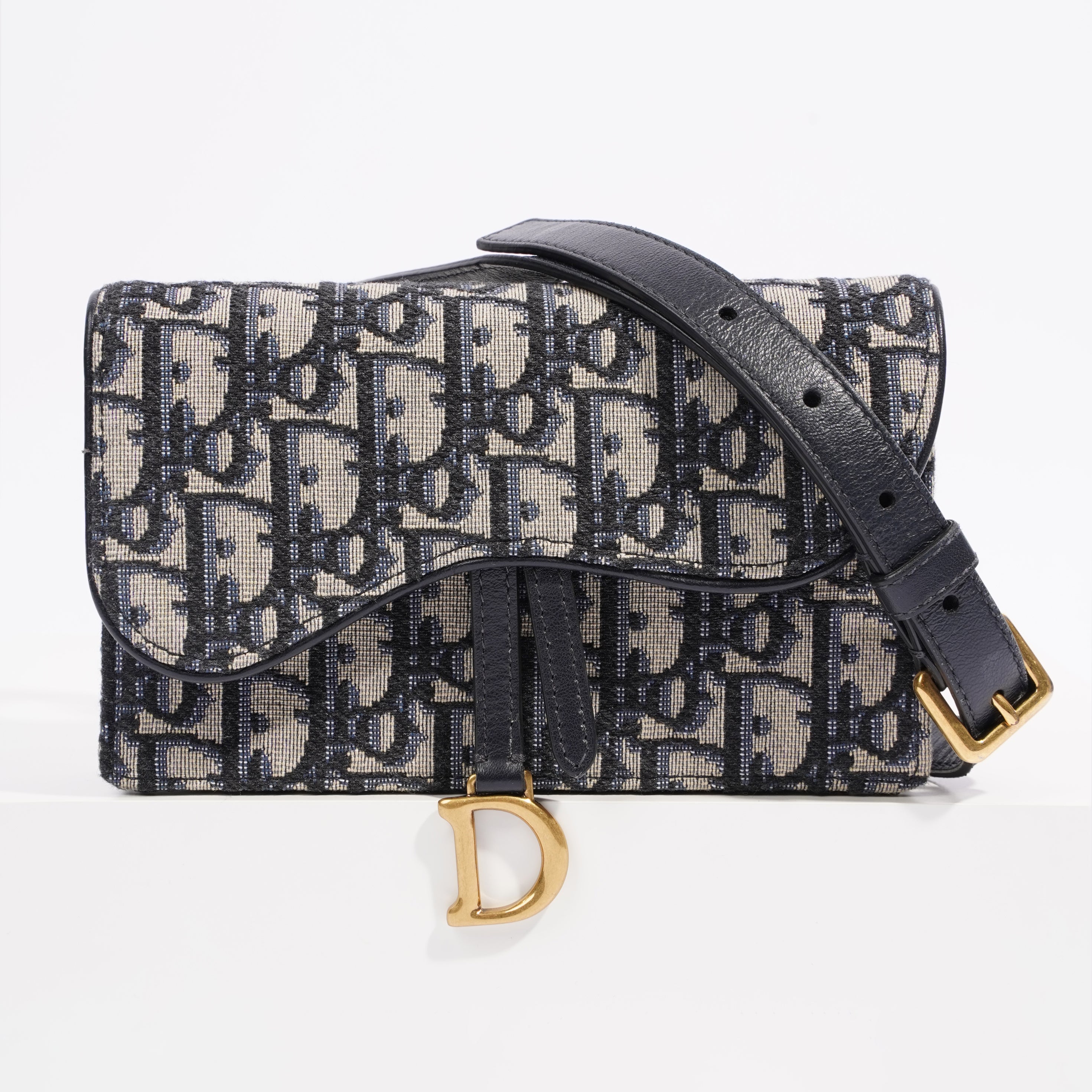 Christian Dior Saddle Belt Bag Blue Oblique Canvas