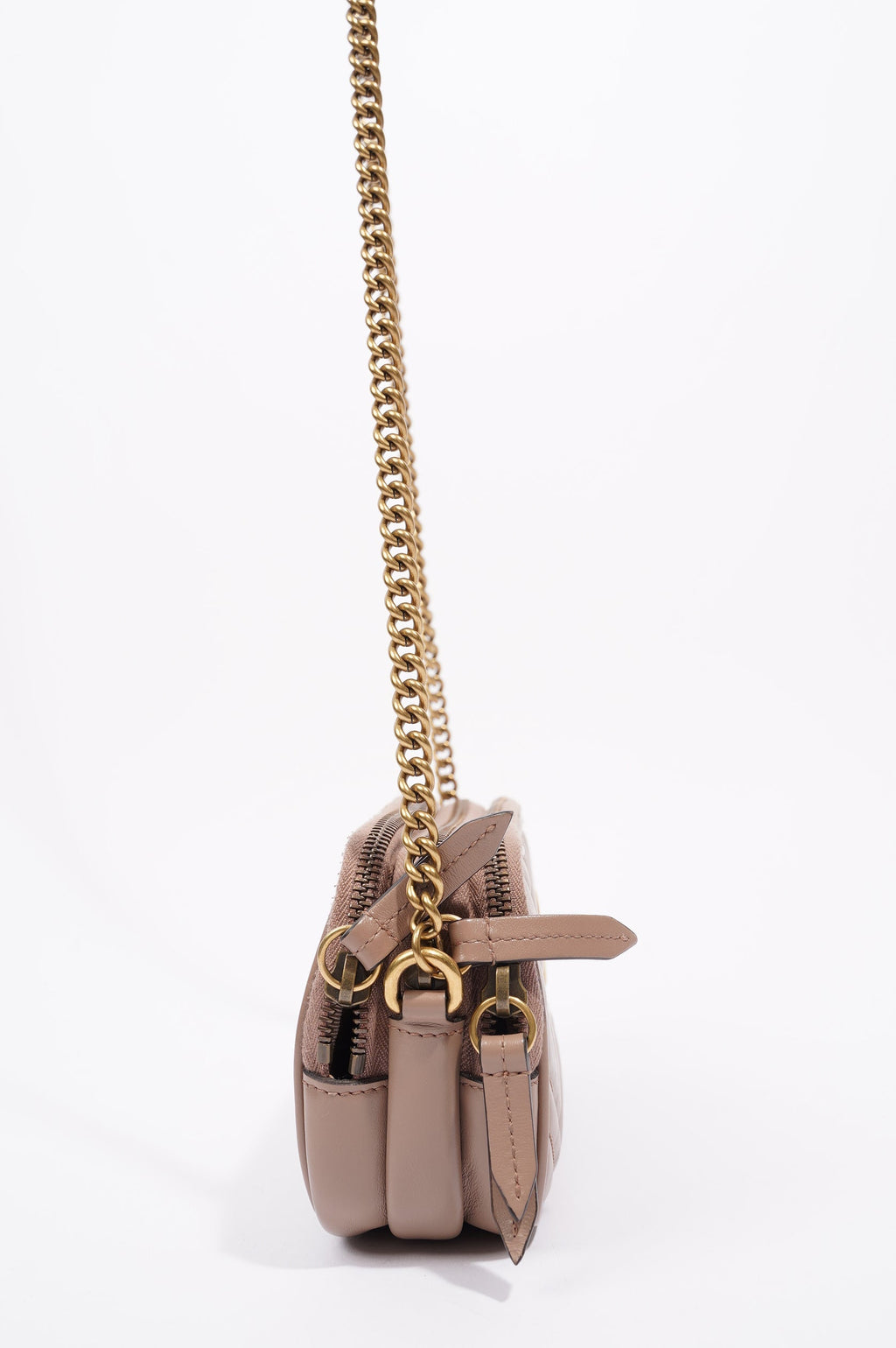 Gucci Womens Marmont Triple Zip Bag Nude