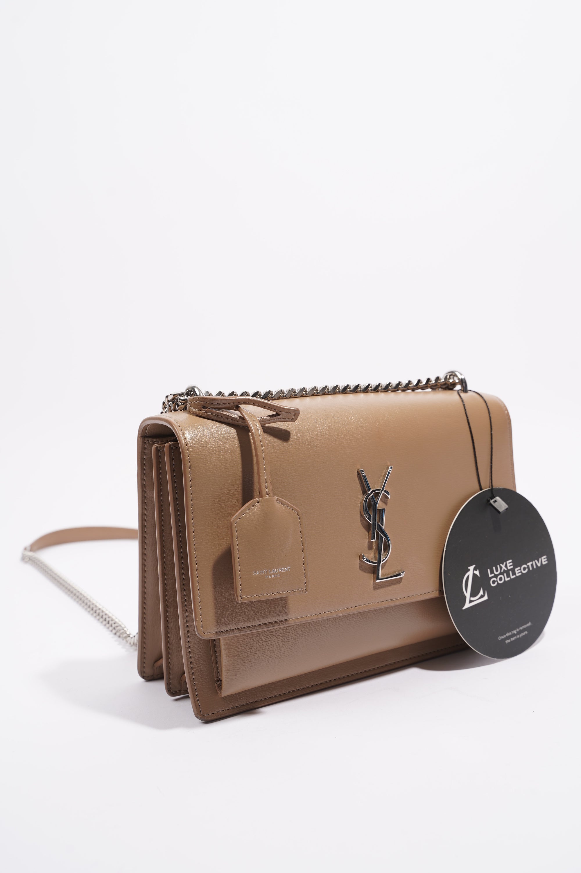 Saint Laurent Womens Sunset Chain Bag Dark Beige Medium
