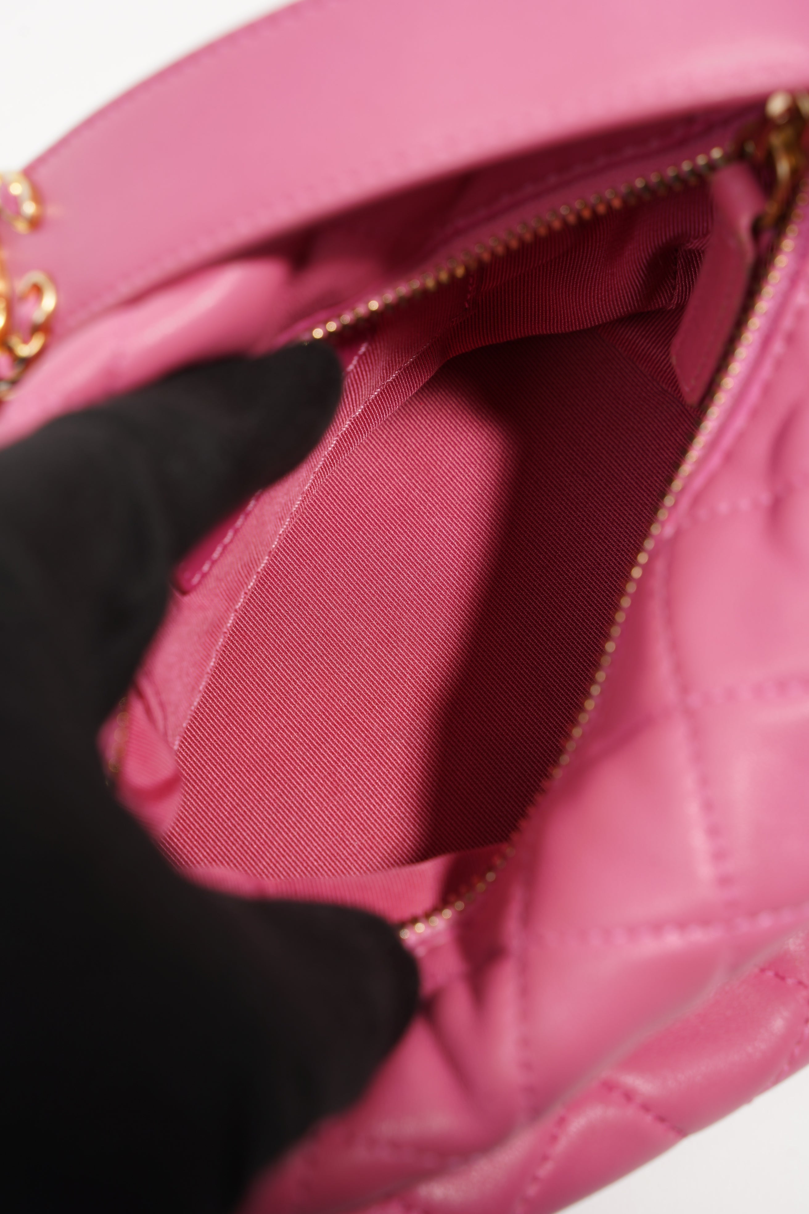 Chanel Womens Bowling Bag Pink Lambskin