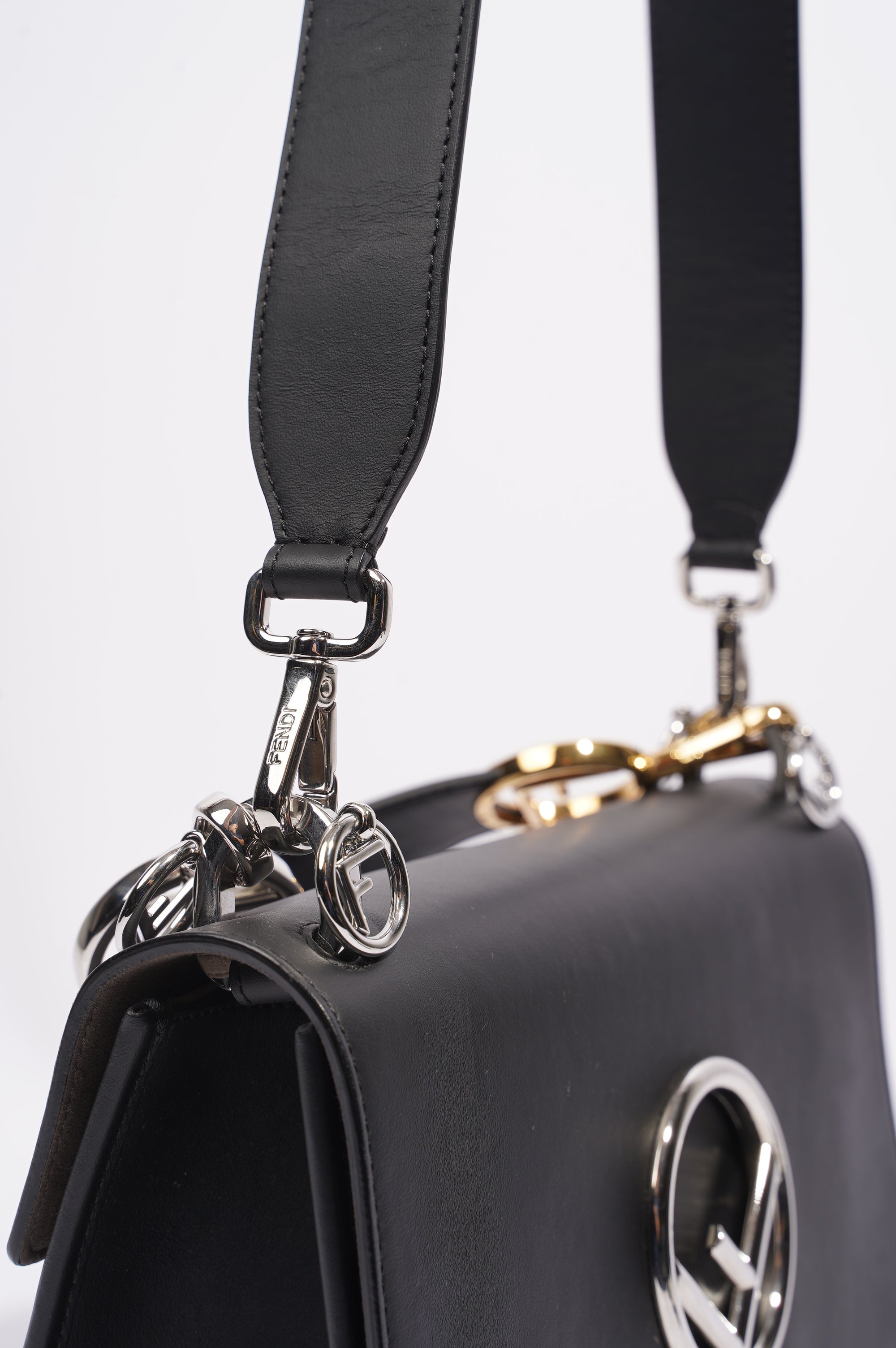 Fendi Womens Fendi Kan I Bag Black Leather