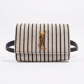 Saint Laurent Womens Kate Belt Bag Cream / Black Canvas Mini