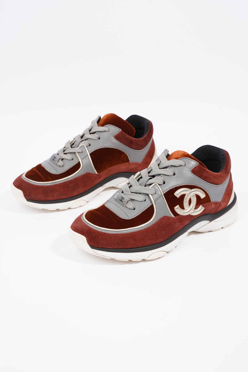 Chanel Womens Runner Maroon / Grey EU 37.5 / UK 4.5