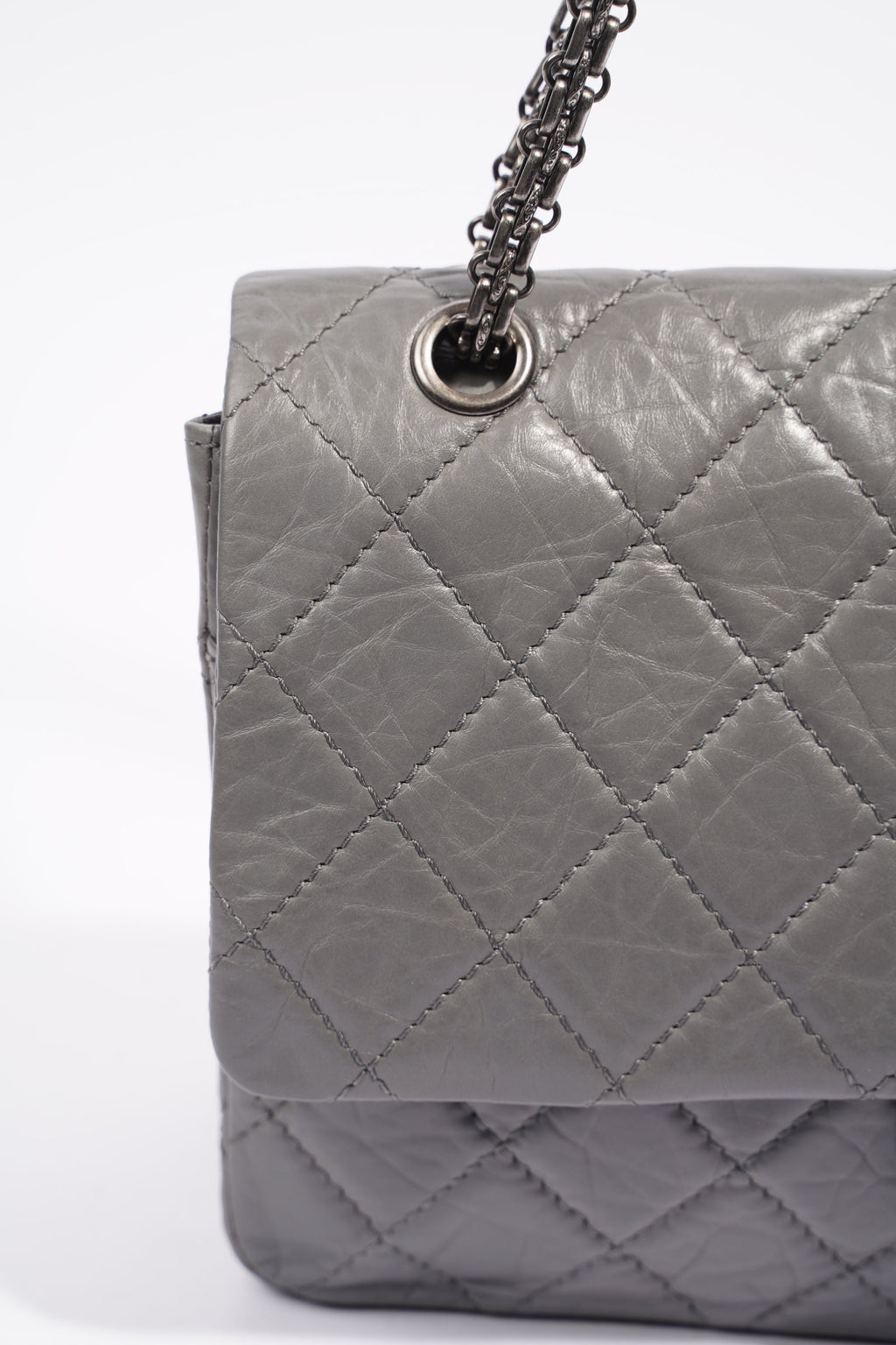 Chanel Womens 2.55 Lambskin Classic Flap Bag Grey