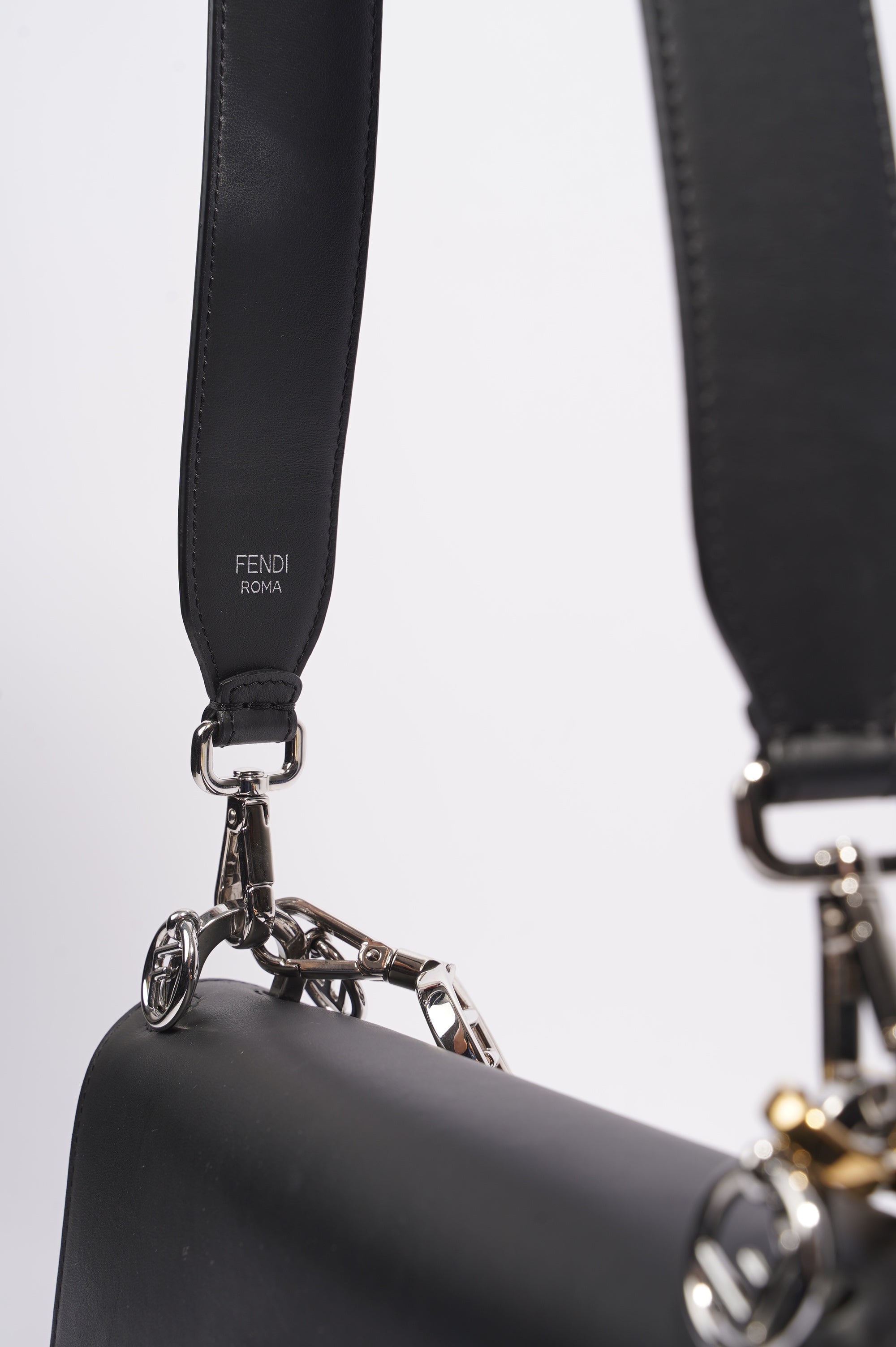 Fendi Womens Fendi Kan I Bag Black Leather