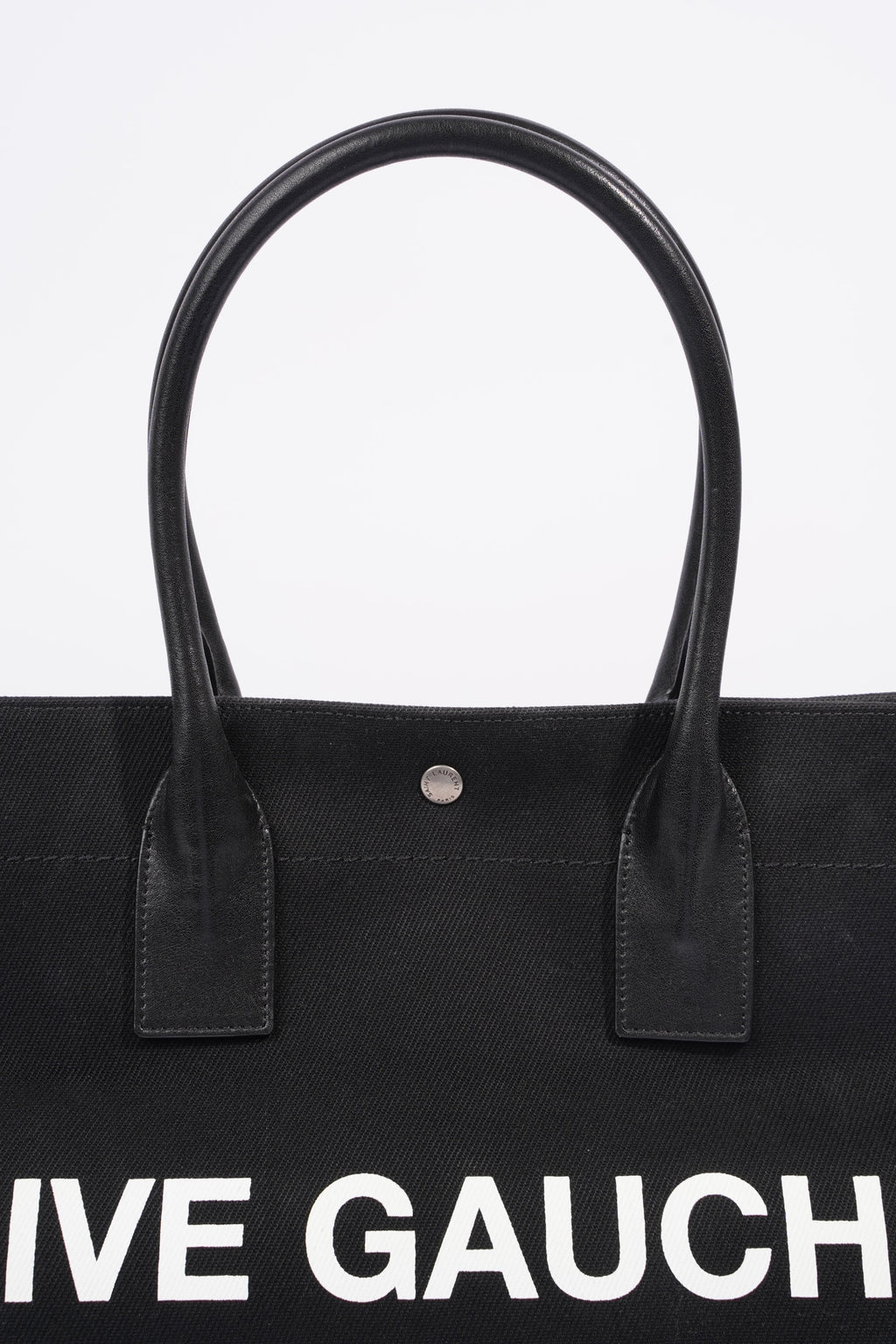 Saint Laurent Womens Rive Gauche Tote Black Canvas Large
