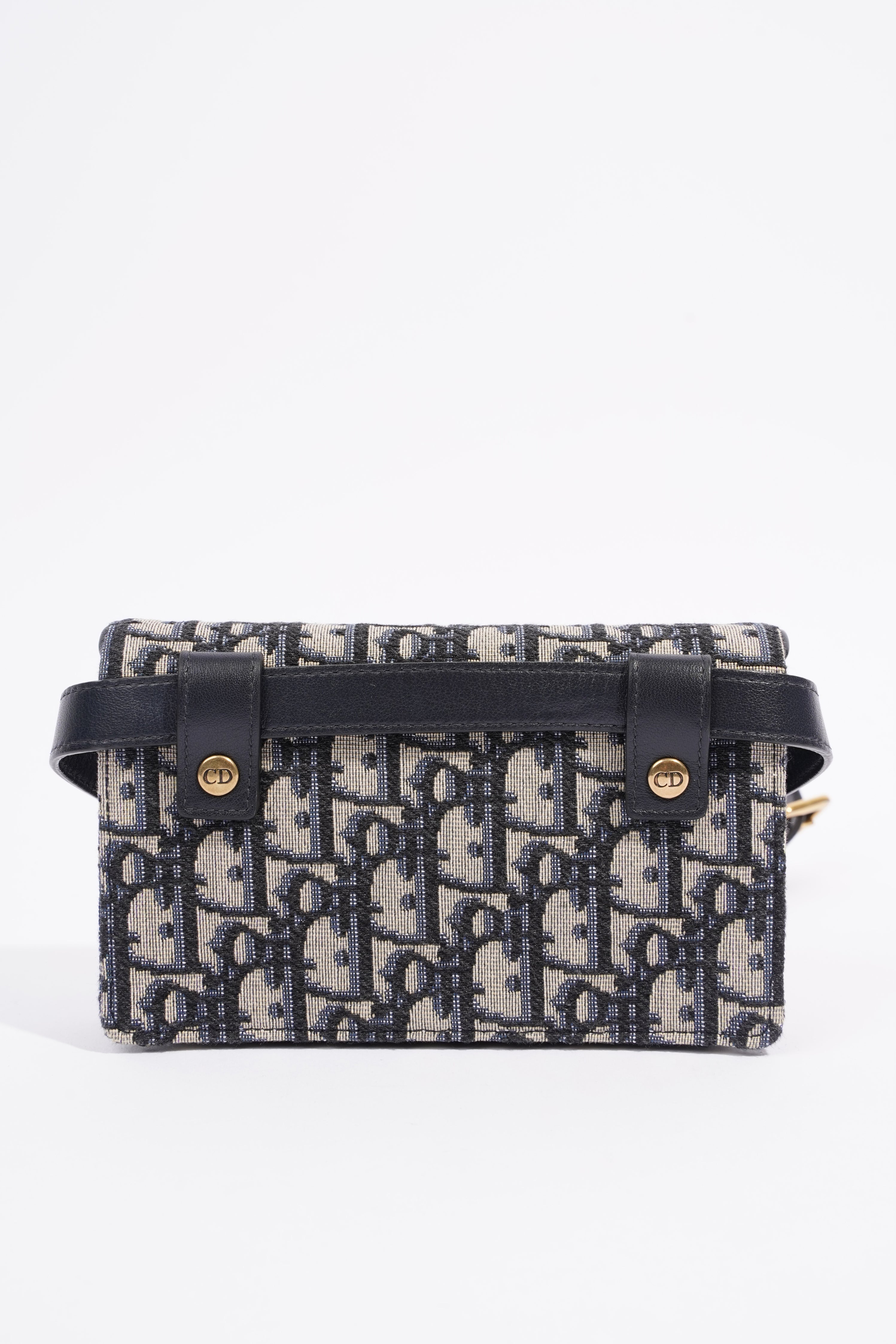 Christian Dior Saddle Belt Bag Blue Oblique Canvas