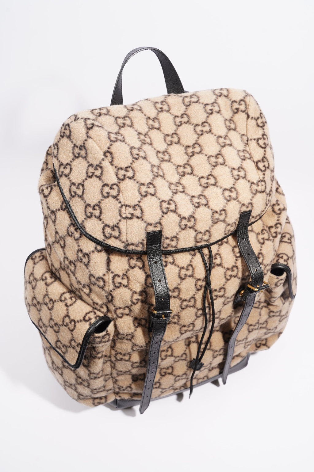 Gucci Womens GG Backpack Beige Wool