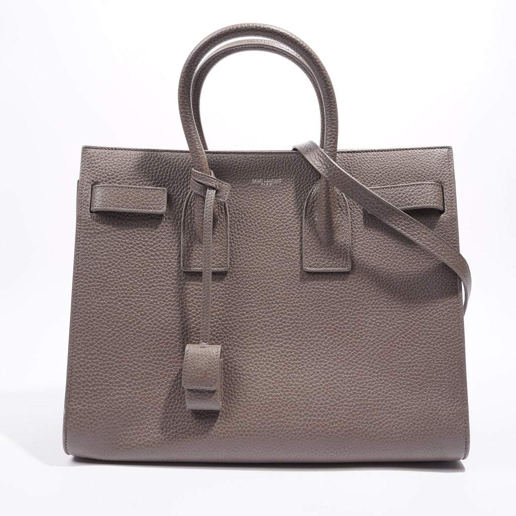 Saint Laurent Sac De Jour Tote Bag Grey Leather Small