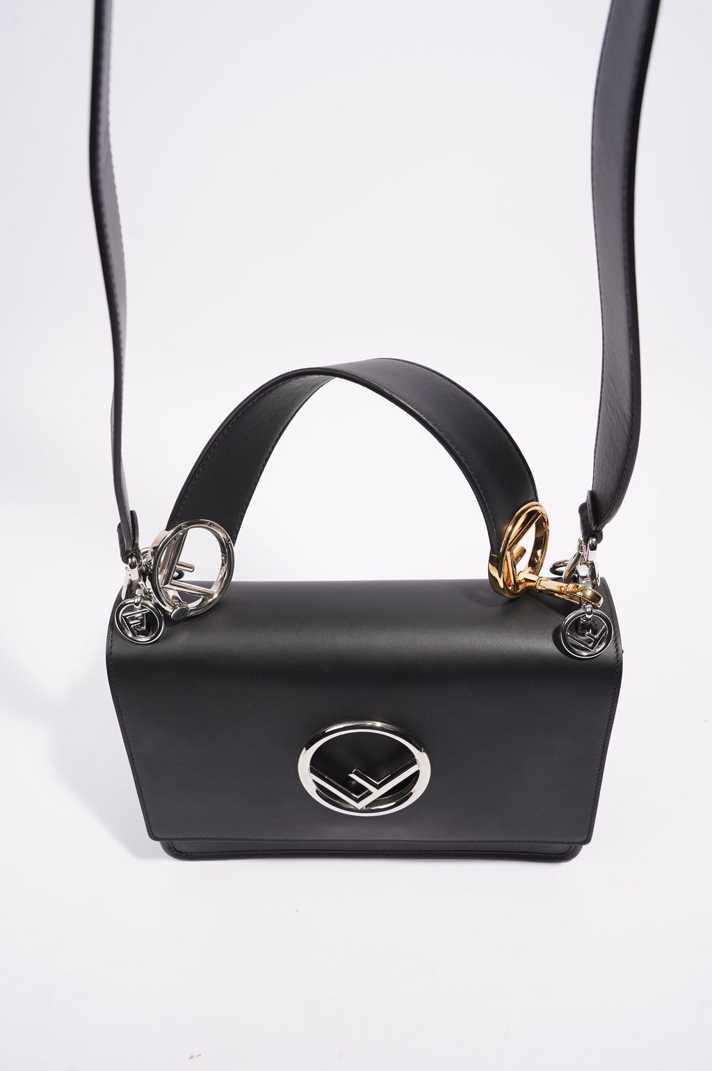 Fendi Womens Fendi Kan I Bag Black Leather