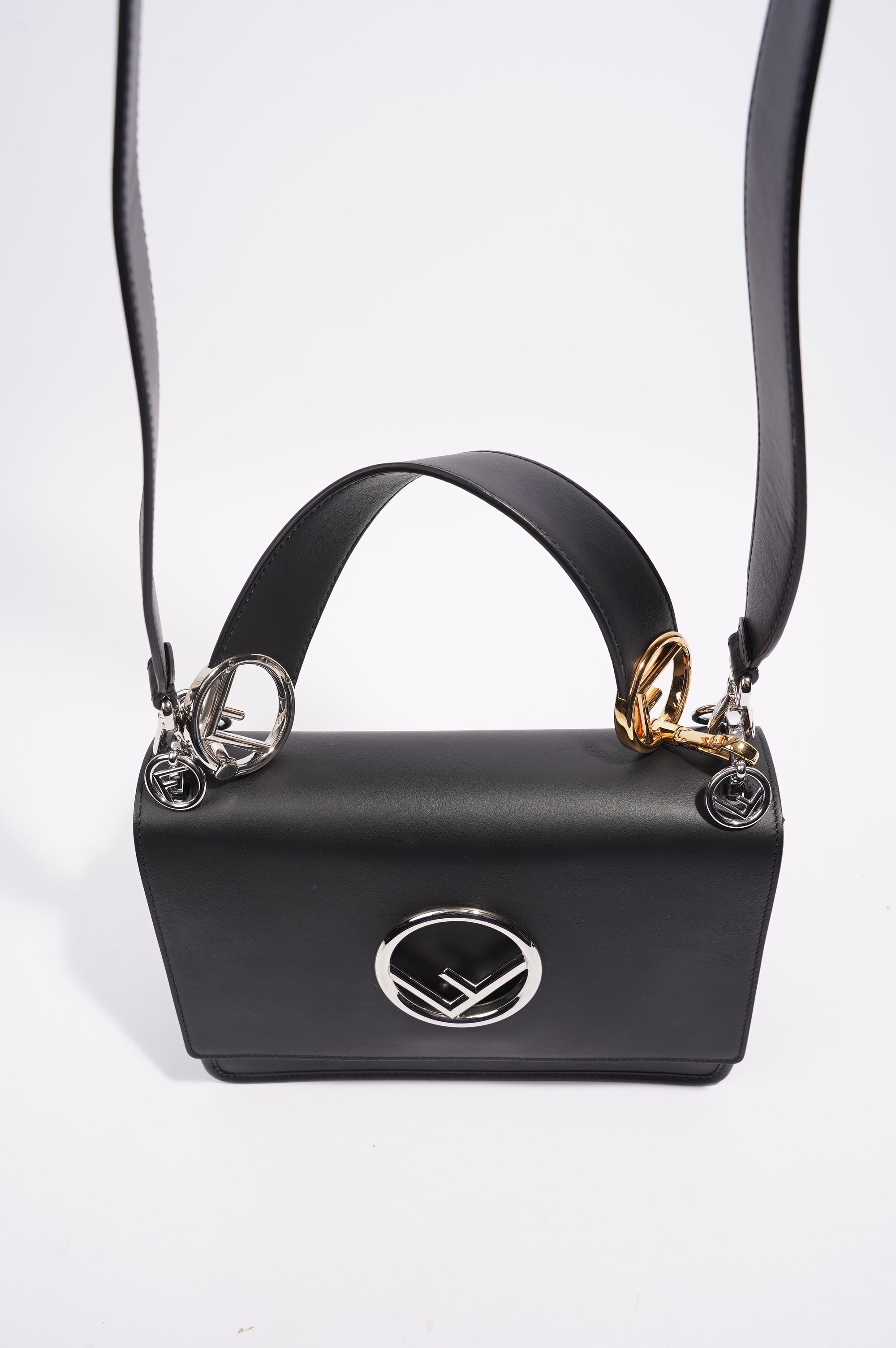 Fendi Womens Fendi Kan I Bag Black Leather