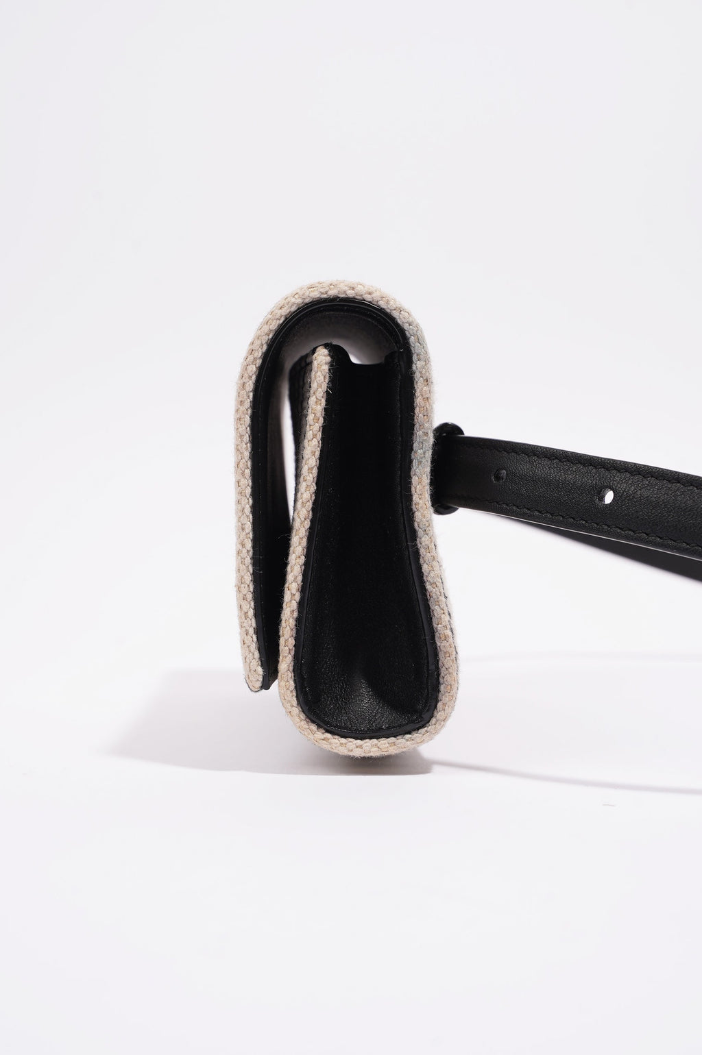 Saint Laurent Womens Kate Belt Bag Cream / Black Canvas Mini
