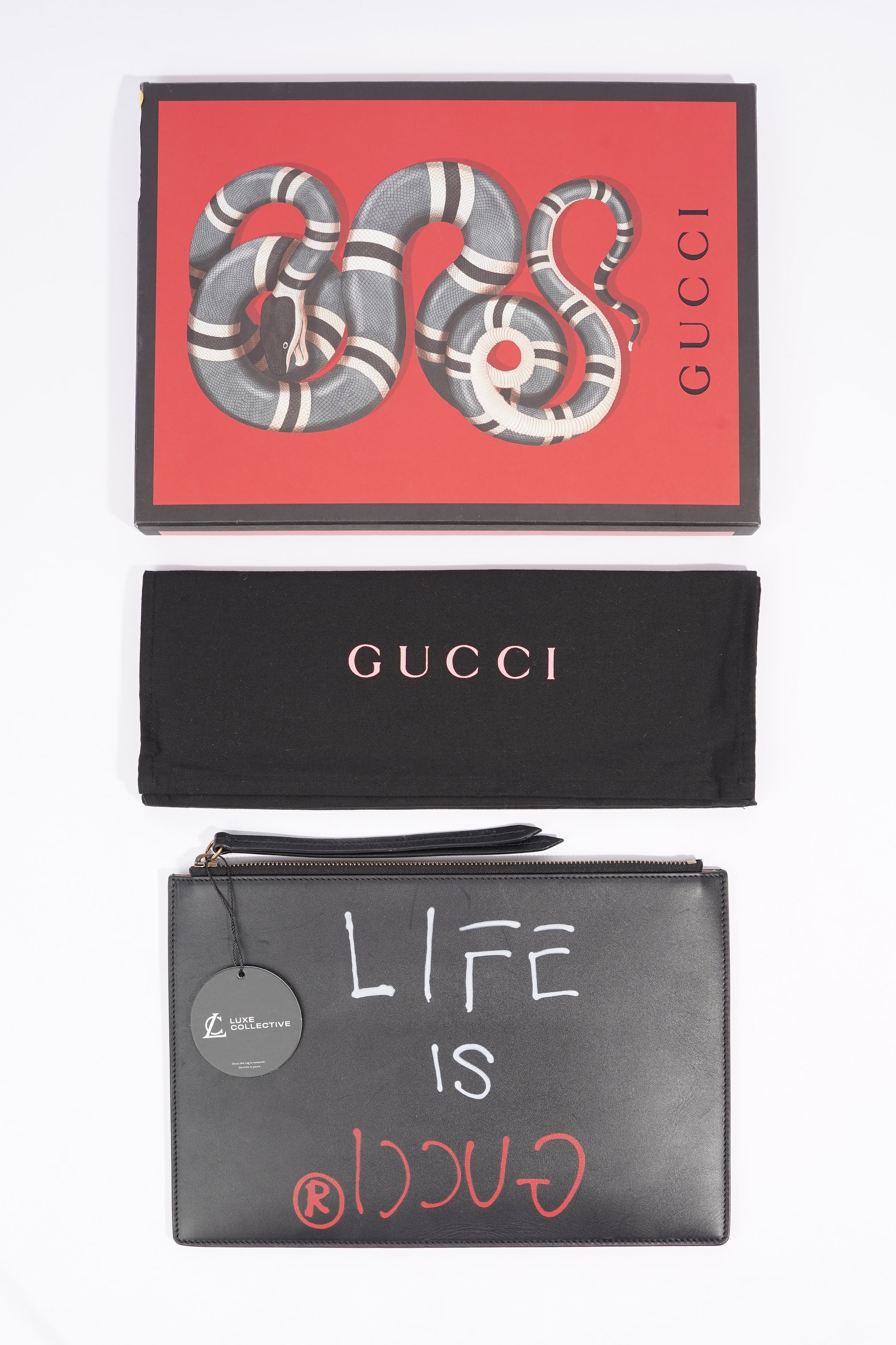 Gucci Gucci is Life Clutch Black Leather