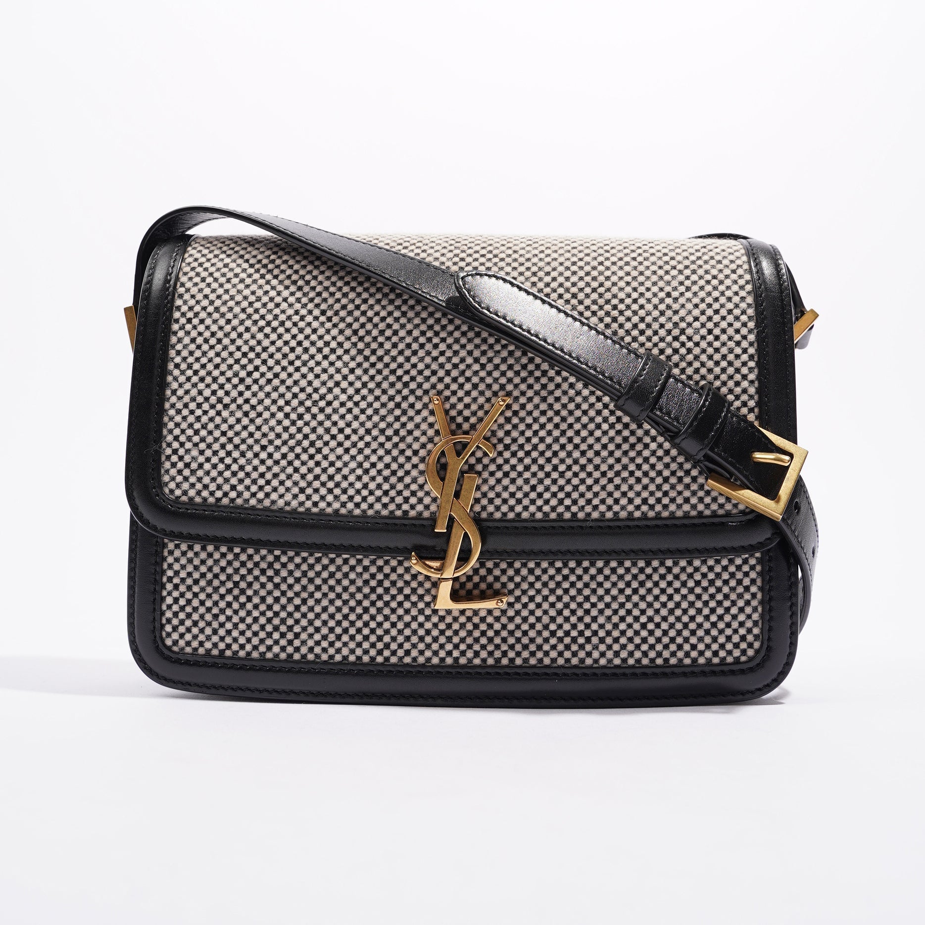 Saint Laurent Womens Solferino Beige / Black Medium