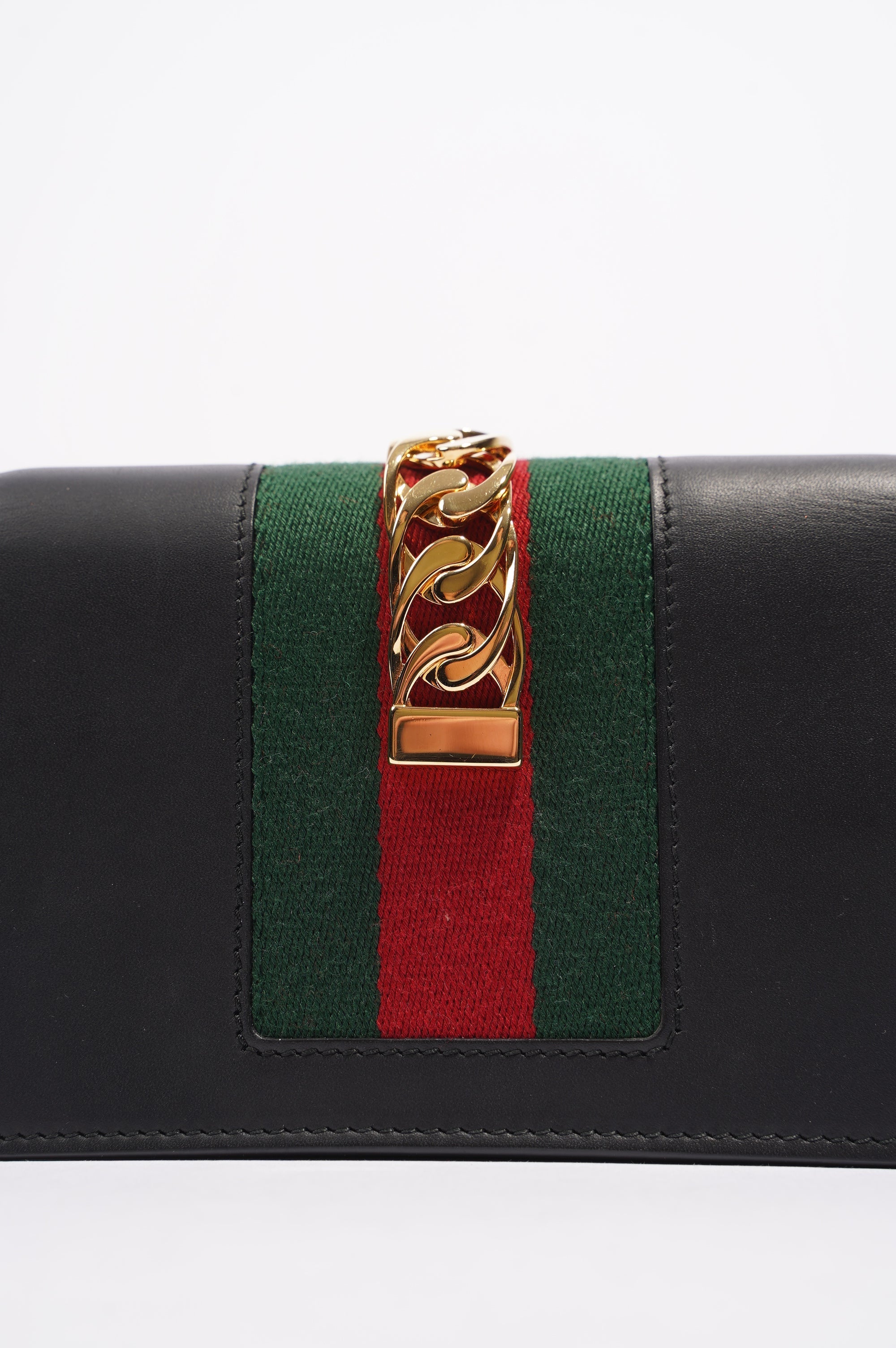 Gucci Womens Sylvie Black / Green / Red Super Mini