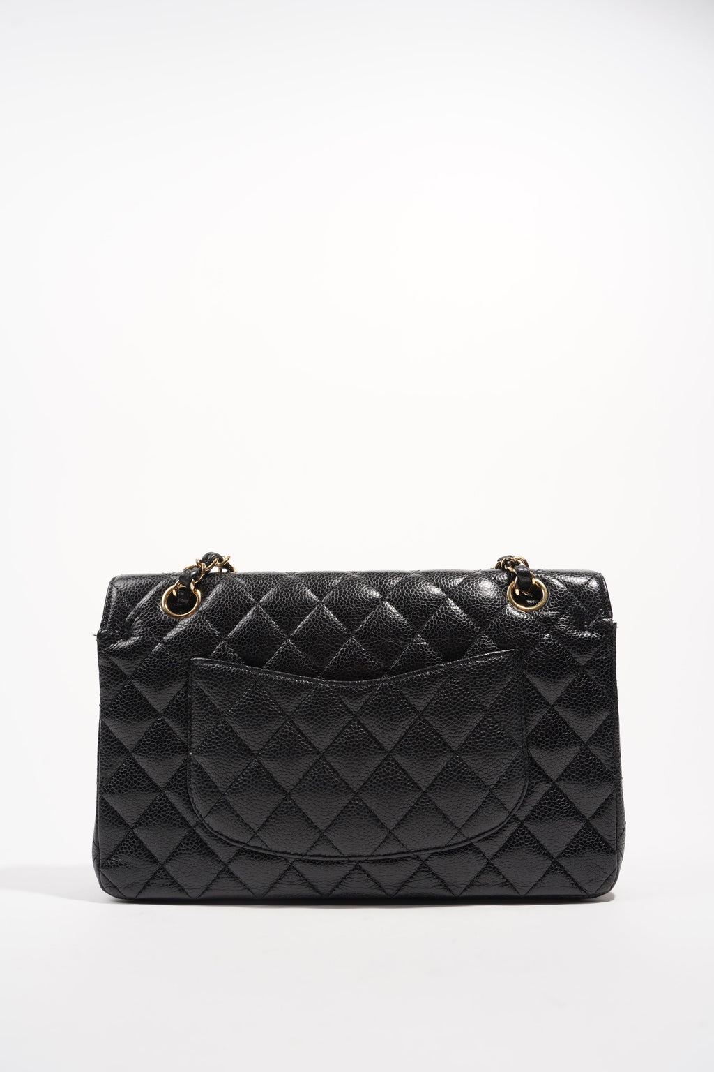 Chanel Womens Classic Flap Black Gold Medium