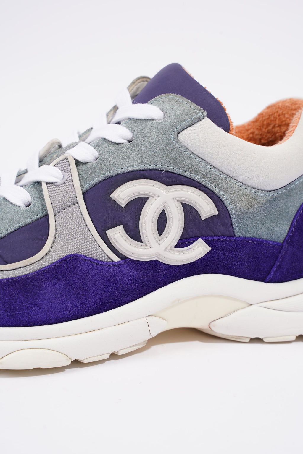 Chanel Womens CC Logo Sneaker Blue / White / Orange EU 39 / UK 6